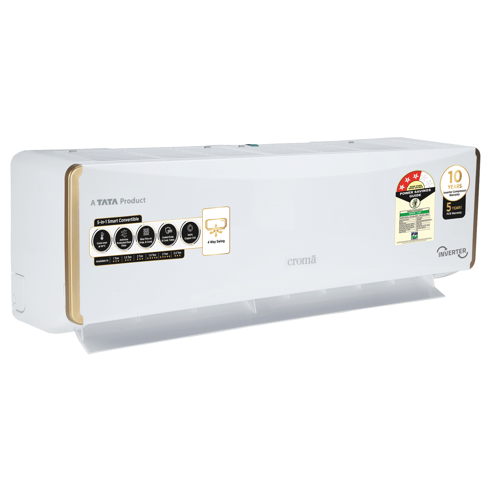 Croma 5 in 1 Convertible 1.5 Ton 3 Star Inverter Split AC with Dust Filter (Copper Condenser) Croma 5 in 1 Convertible 1.5 Ton 3 Star Inverter Split AC with Dust Filter (Copper Condenser)_6