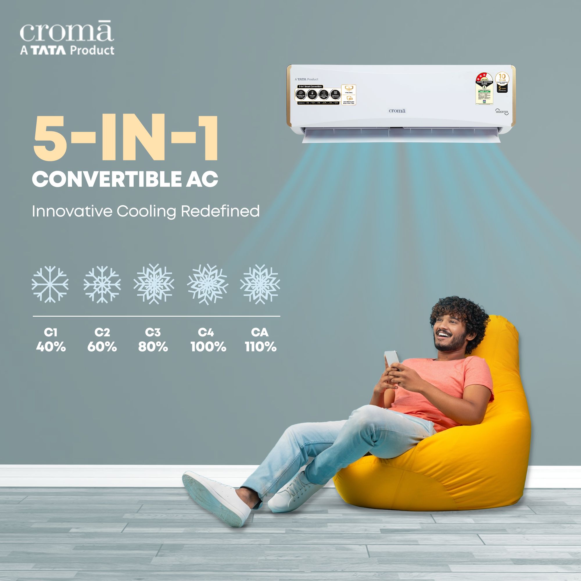 Croma 5 in 1 Convertible 1.5 Ton 5 Star Inverter Split AC with Dust Filter (Copper Condenser, CRLA018INF255958)_10