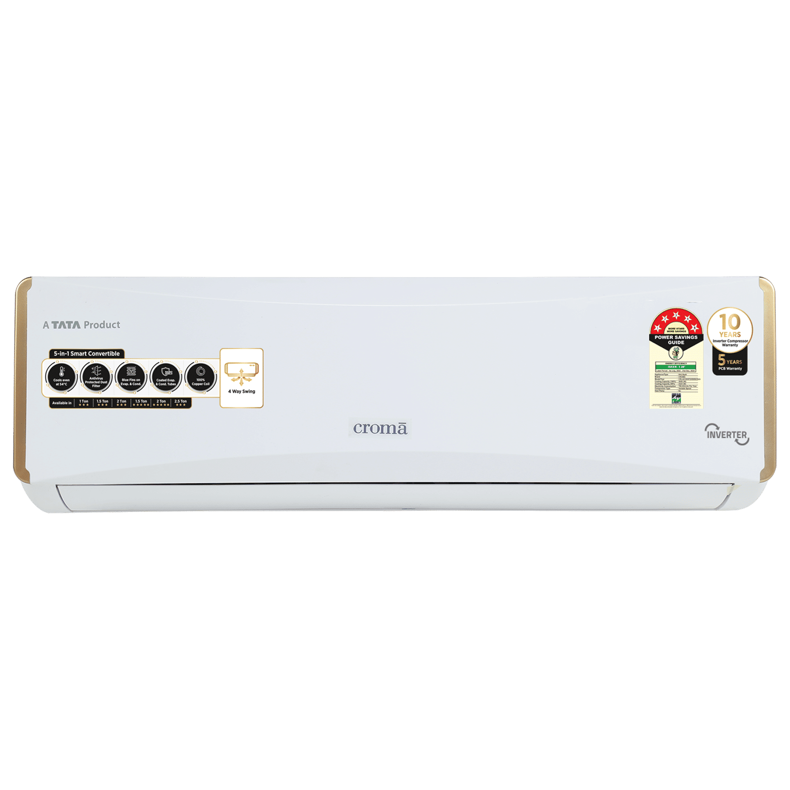 Croma 5 in 1 Convertible 1.5 Ton 5 Star Inverter Split AC with Dust Filter (Copper Condenser, CRLA018INF255958)_1