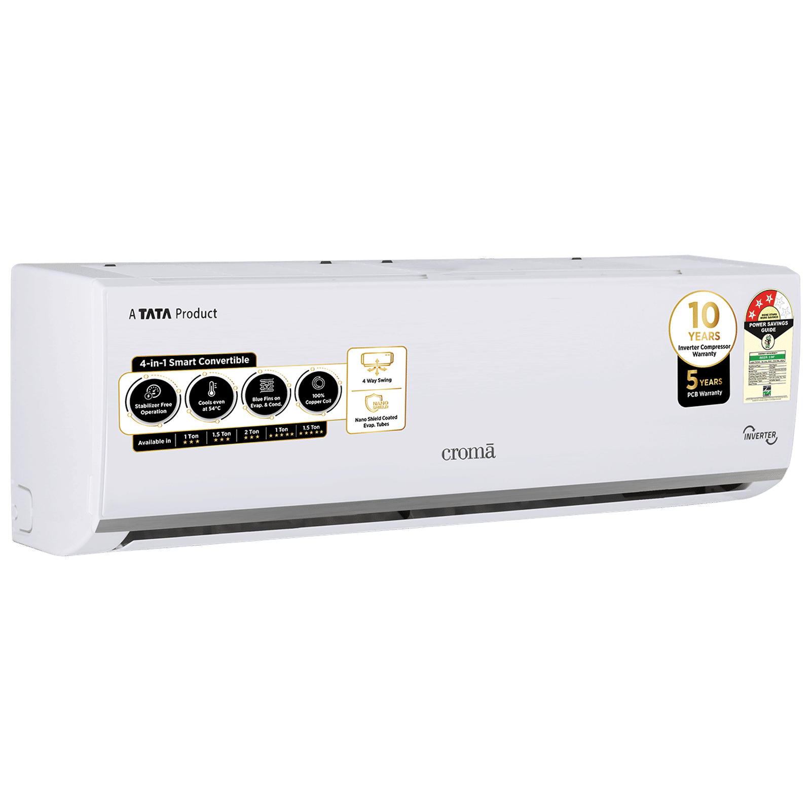 Croma 4 in 1 Convertible 1 Ton 3 Star Inverter Split AC with Dust Filter (Copper Condenser, CRLA012IND283256)_6