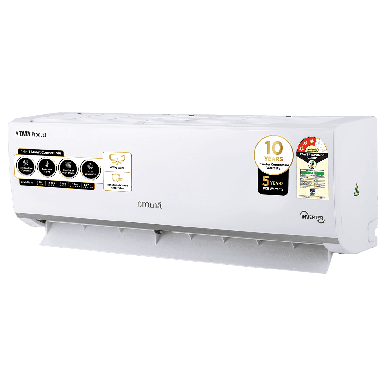Croma 4 in 1 Convertible 1 Ton 3 Star Inverter Split AC with Dust Filter (Copper Condenser, CRLA012IND283256)_7