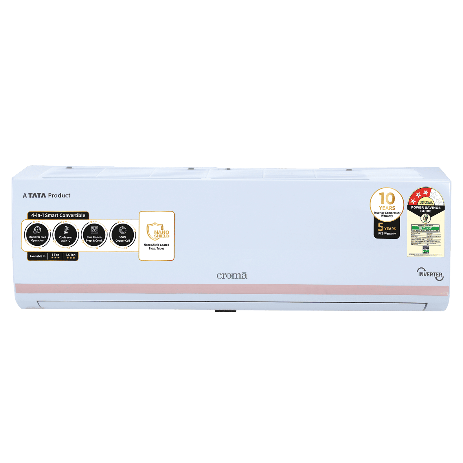 Croma 4 in 1 Convertible 1 Ton 3 Star Inverter Split AC with Dust Filter (Copper Condenser, CRLA012IND283257) Croma 4 in 1 Convertible 1 Ton 3 Star Inverter Split AC with Dust Filter (Copper Condenser, CRLA012IND283257)_1