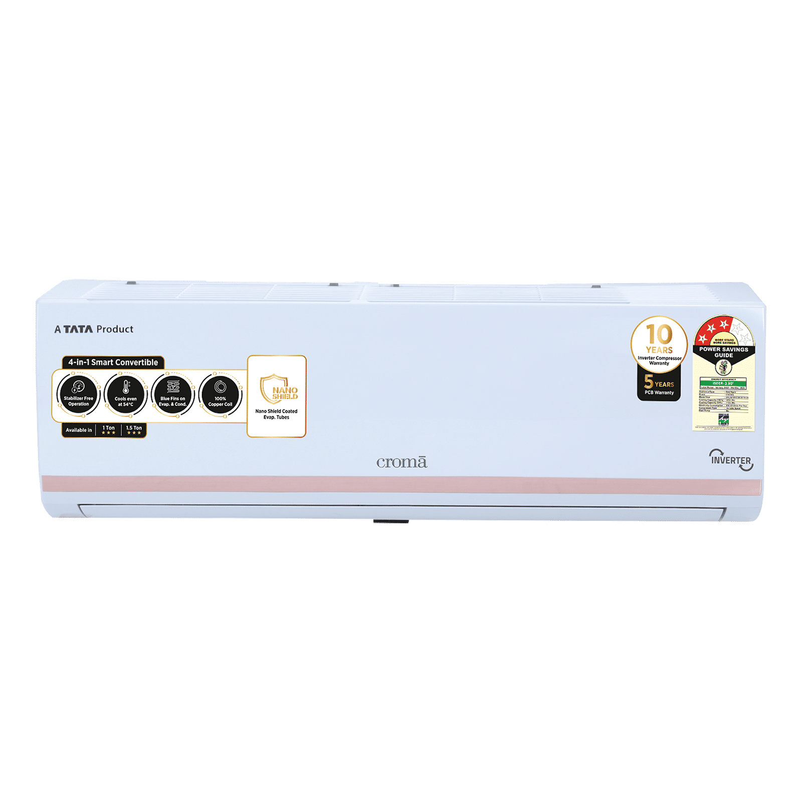 Croma 4 in 1 Convertible 1.5 Ton 3 Star Inverter Split AC with Dust Filter (Copper Condenser, CRLA018IND283258) Croma 4 in 1 Convertible 1.5 Ton 3 Star Inverter Split AC with Dust Filter (Copper Condenser, CRLA018IND283258)_1