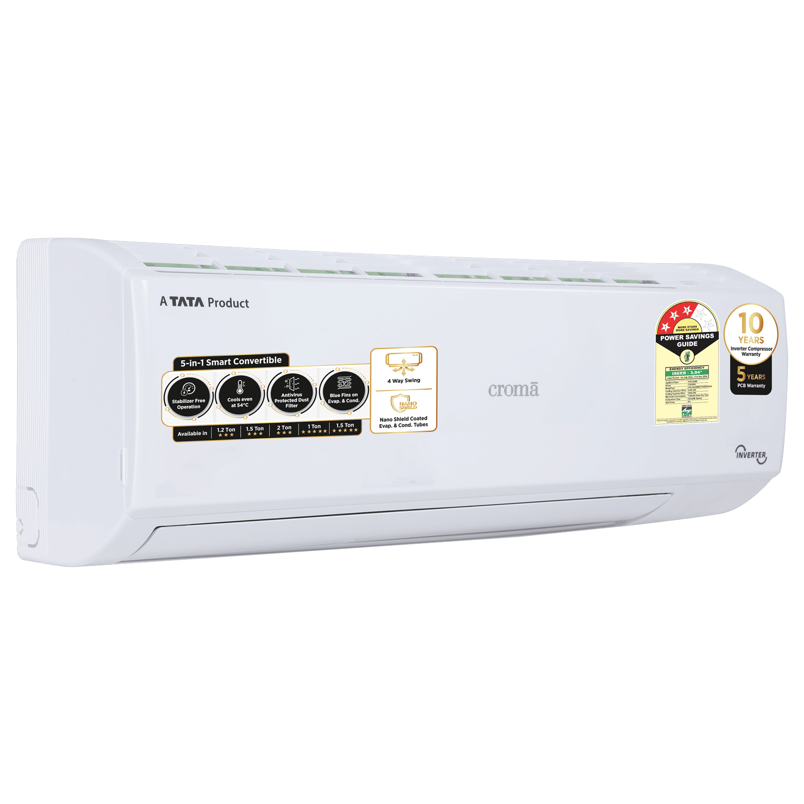 Croma 5 in 1 Convertible 2 Ton 3 Star Inverter Split AC with Dust Filter (Copper Condenser, CRLA024IND170265) Croma 5 in 1 Convertible 2 Ton 3 Star Inverter Split AC with Dust Filter (Copper Condenser, CRLA024IND170265)_11