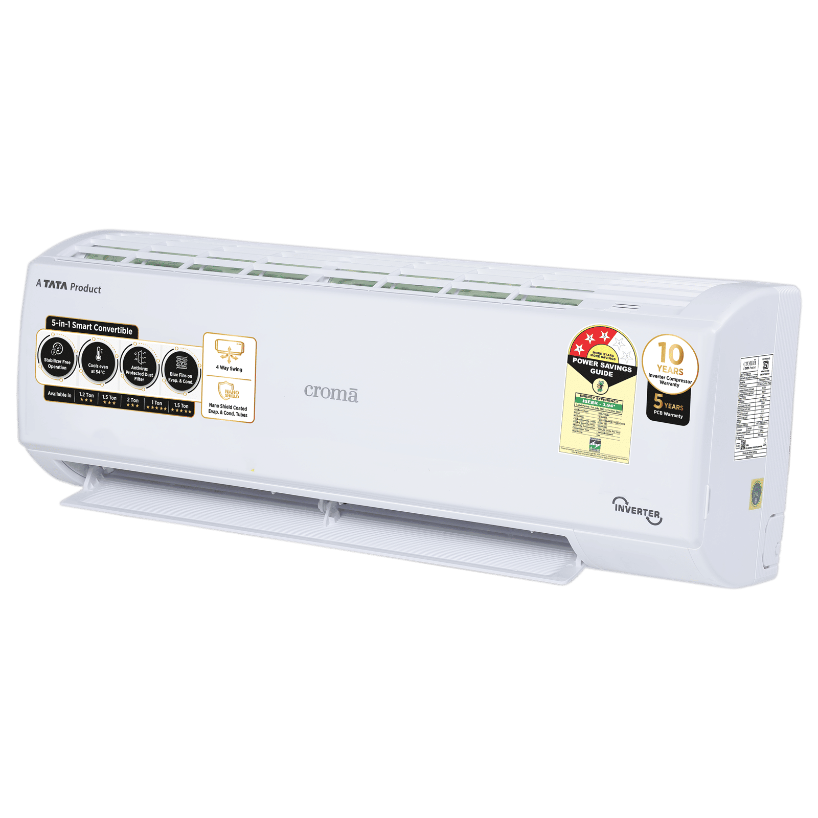 Croma 5 in 1 Convertible 2 Ton 3 Star Inverter Split AC with Dust Filter (Copper Condenser, CRLA024IND170265) Croma 5 in 1 Convertible 2 Ton 3 Star Inverter Split AC with Dust Filter (Copper Condenser, CRLA024IND170265)_12
