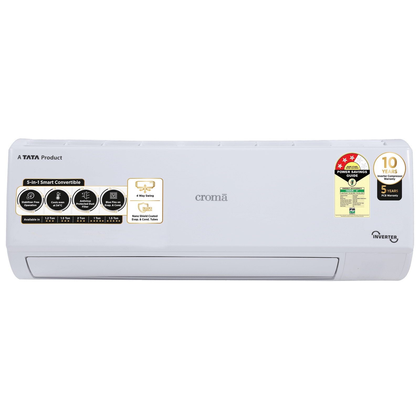 Croma 5 in 1 Convertible 1.2 Ton 3 Star Inverter Split AC with Dust Filter (Copper Condenser, CRLA014IND170267) Croma 5 in 1 Convertible 1.2 Ton 3 Star Inverter Split AC with Dust Filter (Copper Condenser, CRLA014IND170267)_1