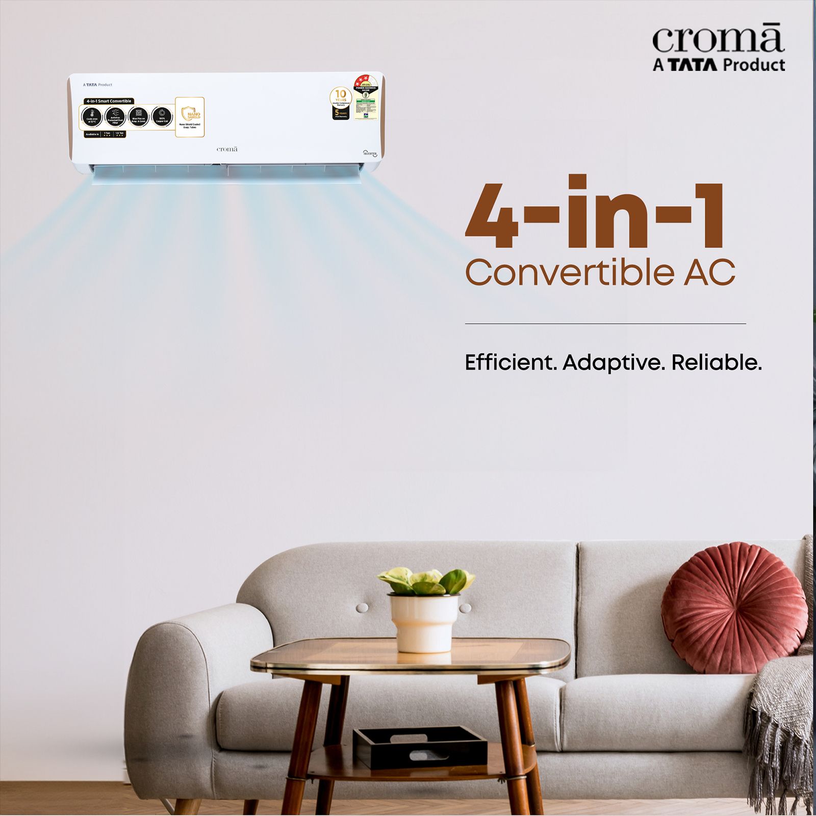 Croma 4 in 1 Convertible 1.5 Ton 3 Star Inverter Split AC with Dust Filter (Copper Condenser, CRLA018IND199454) Croma 4 in 1 Convertible 1.5 Ton 3 Star Inverter Split AC with Dust Filter (Copper Condenser, CRLA018IND199454)_11