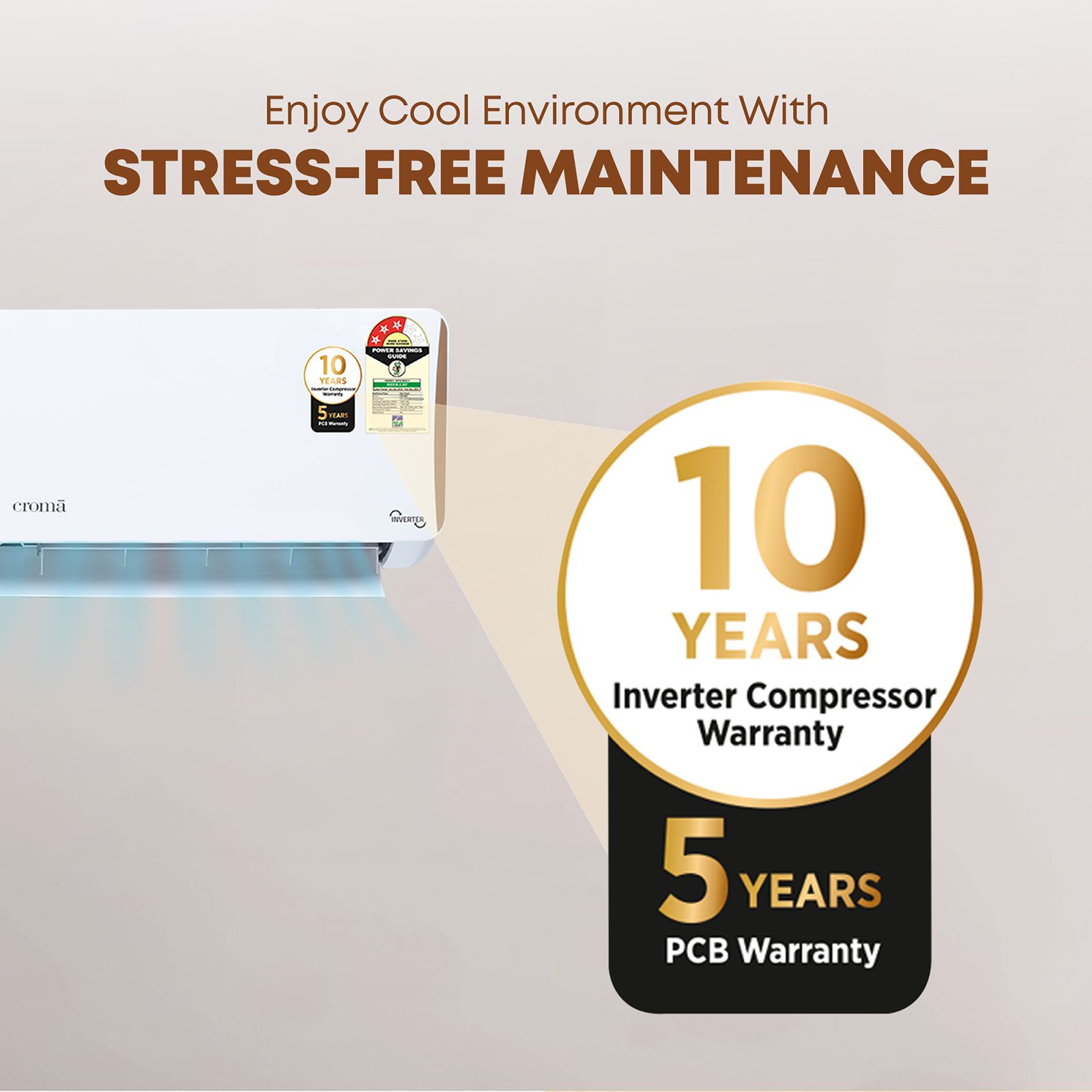 Croma 4 in 1 Convertible 1.5 Ton 3 Star Inverter Split AC with Dust Filter (Copper Condenser, CRLA018IND199454) Croma 4 in 1 Convertible 1.5 Ton 3 Star Inverter Split AC with Dust Filter (Copper Condenser, CRLA018IND199454)_14