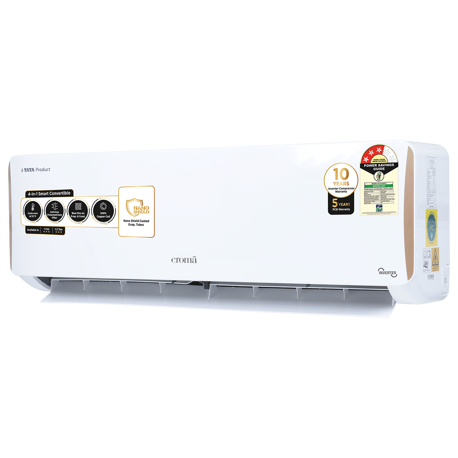 Croma 4 in 1 Convertible 1.5 Ton 3 Star Inverter Split AC with Dust Filter (Copper Condenser, CRLA018IND199454) Croma 4 in 1 Convertible 1.5 Ton 3 Star Inverter Split AC with Dust Filter (Copper Condenser, CRLA018IND199454)_8