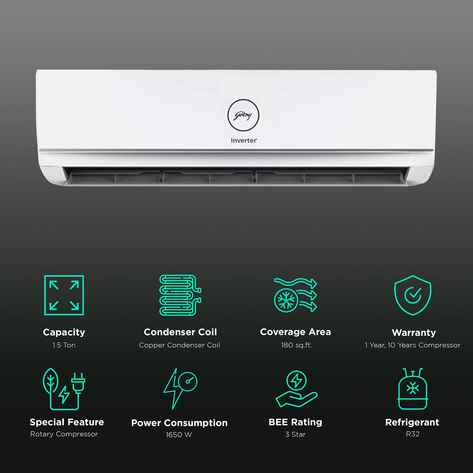 Godrej 5 in 1 Convertible 1.5 Ton 3 Star Inverter Split AC with Active Carbon Filter (Copper Condenser, SIC 18TTC3-WWA)_3