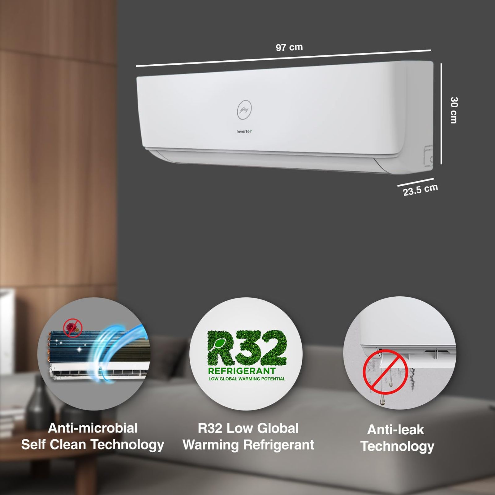 Godrej T Series 5 in 1 Convertible 1.5 Ton 3 Star Inverter Split AC with Anti Dust Filter (Copper Condenser, SIC 18DTC3 GWA AL) Godrej T Series 5 in 1 Convertible 1.5 Ton 3 Star Inverter Split AC with Anti Dust Filter (Copper Condenser, SIC 18DTC3 GWA AL)_6