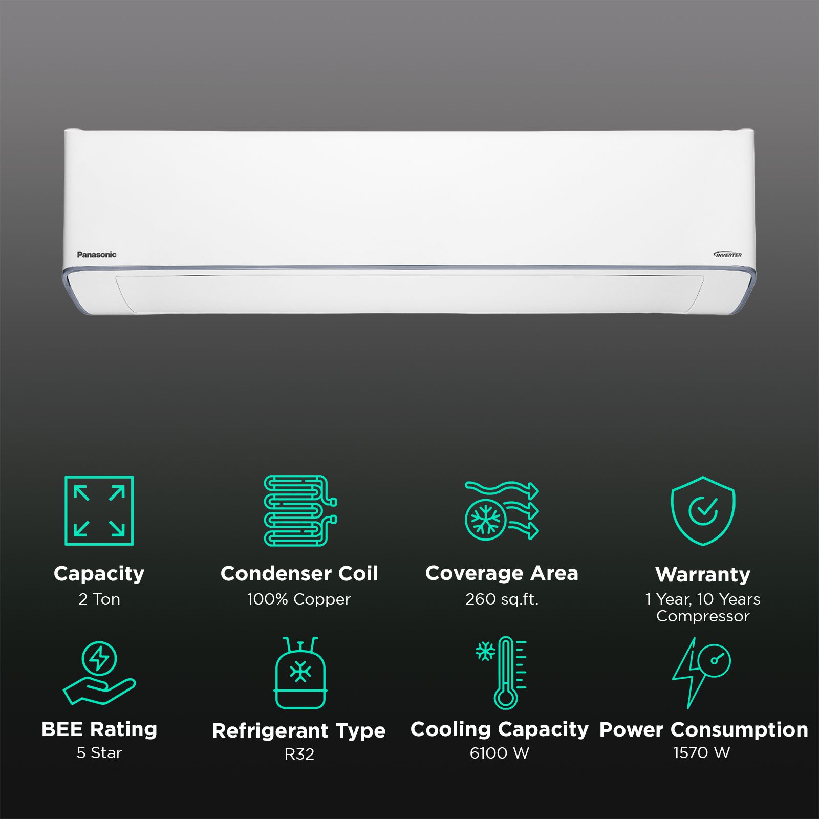 Panasonic EU 7 in 1 Convertible 2 Ton 5 Star Inverter Split AC with 4 Way Air Swing (Copper Condenser, CS/CU-EU24AKY5F)_2