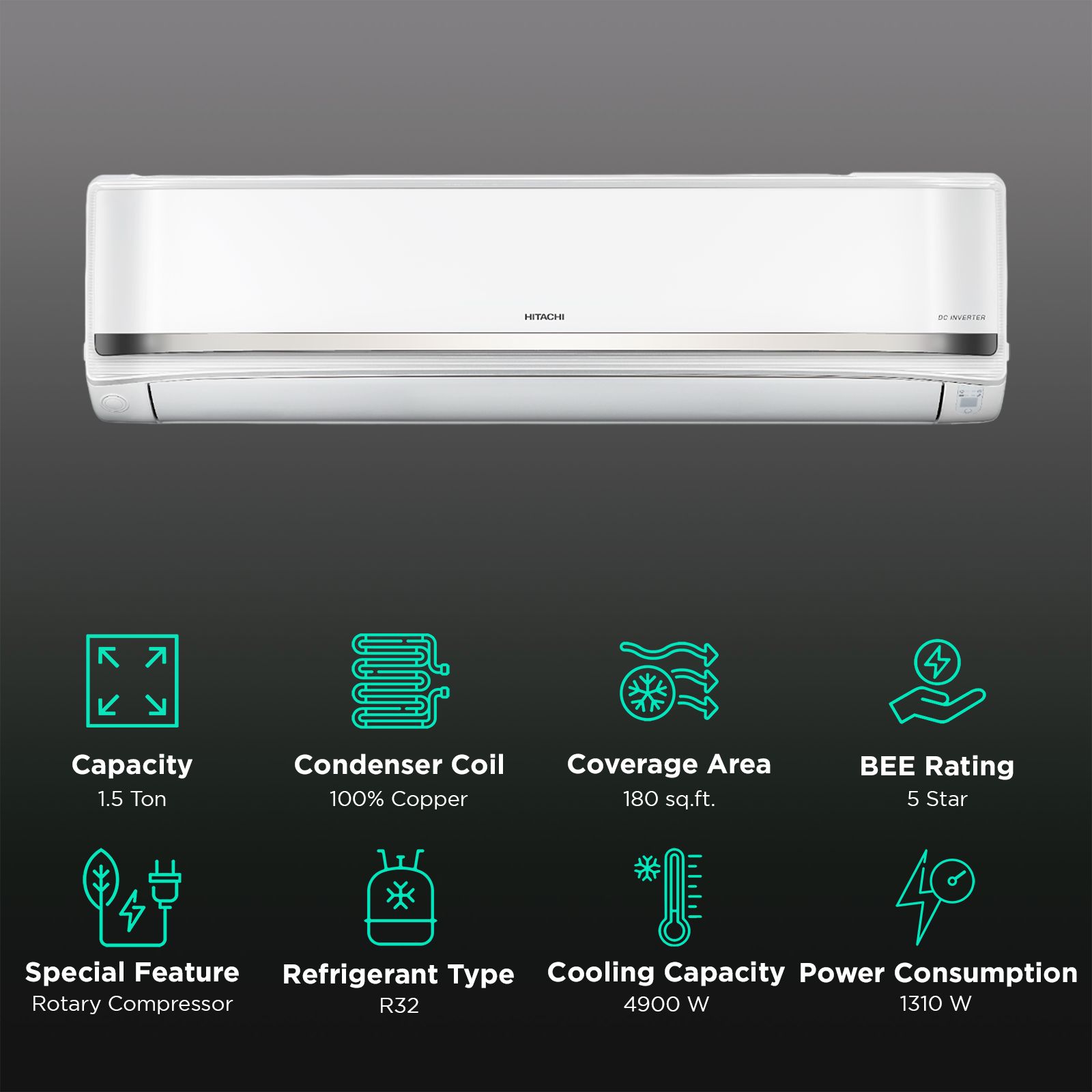 HITACHI Yoshi 5500SWXL 1.5 Ton 5 Star Inverter Split Smart AC with Wi-Fi Supported ( Copper Condenser, RAS.V518PCBISH)_2