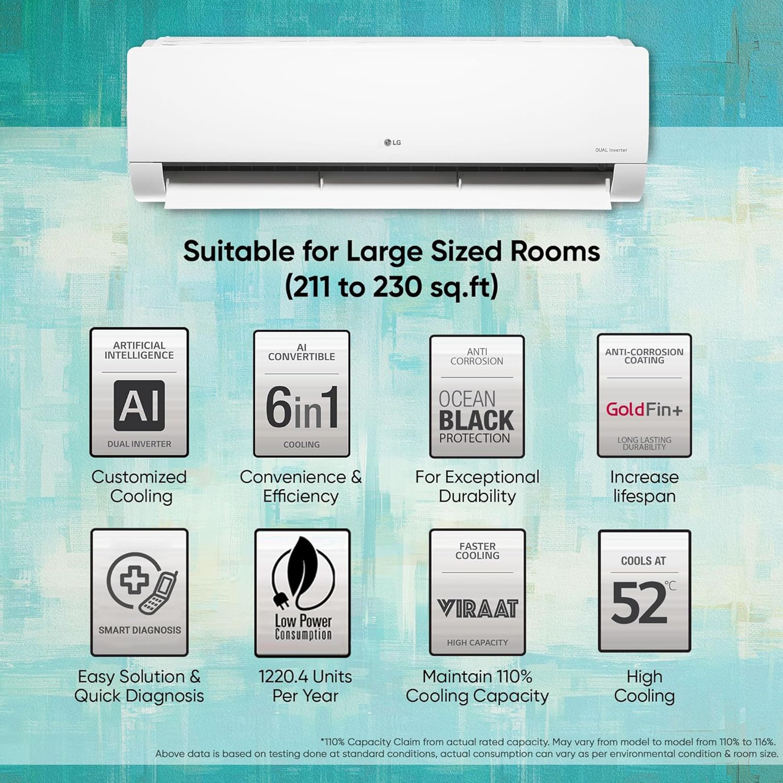 LG TS 6 in 1 Convertible 2 Ton 3 Star Dual Inverter Split AC with VIRAAT Mode (Copper Condenser, TS-Q24ENXE.ANLG) LG TS 6 in 1 Convertible 2 Ton 3 Star Dual Inverter Split AC with VIRAAT Mode (Copper Condenser, TS-Q24ENXE.ANLG)_9