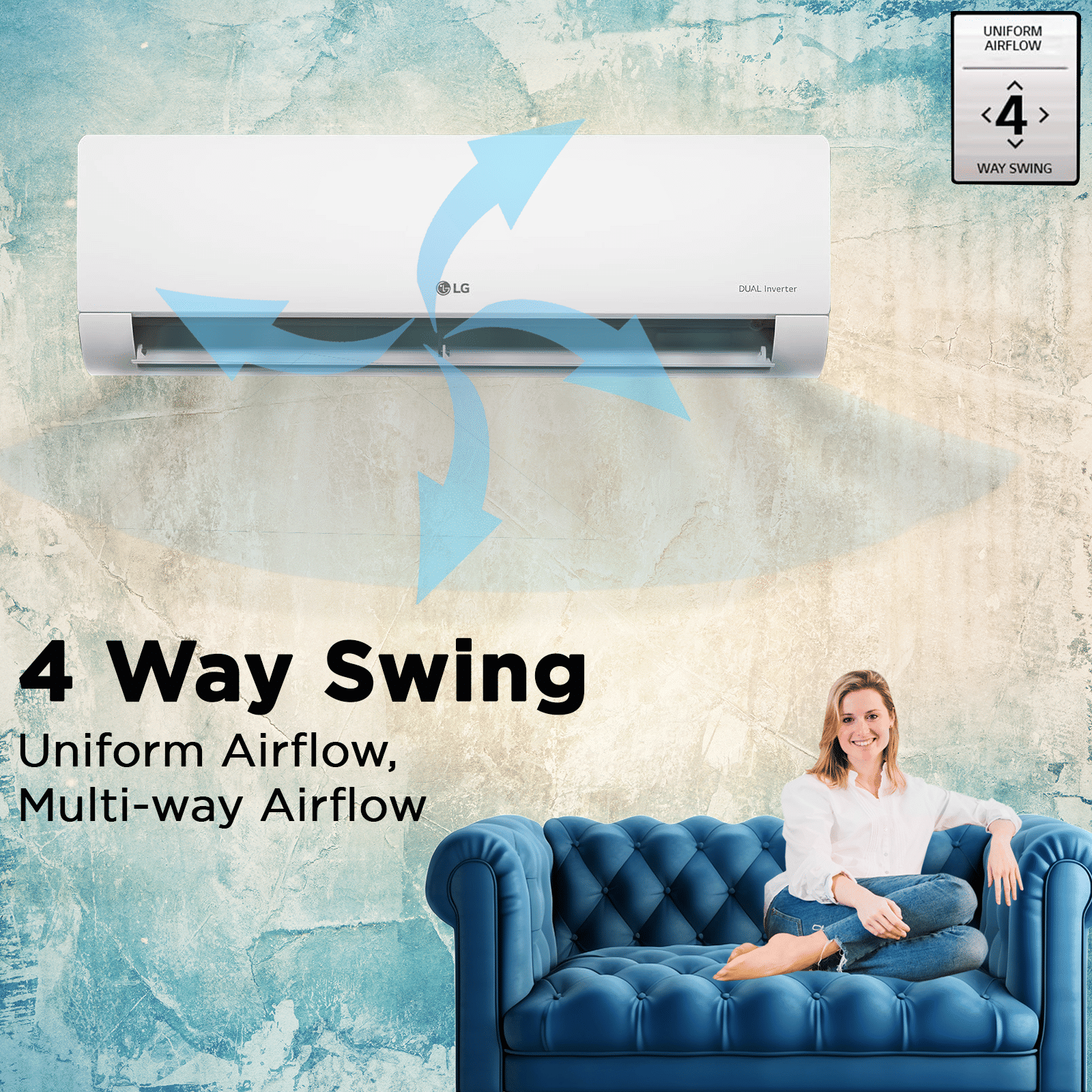LG TS 5 in 1 Convertible 1.5 Ton 3 Star Hot & Cold Inverter Split AC with HD Filter (Copper Condenser, TS-H18VNXE.AMLG) LG TS 5 in 1 Convertible 1.5 Ton 3 Star Hot & Cold Inverter Split AC with HD Filter (Copper Condenser, TS-H18VNXE.AMLG)_6
