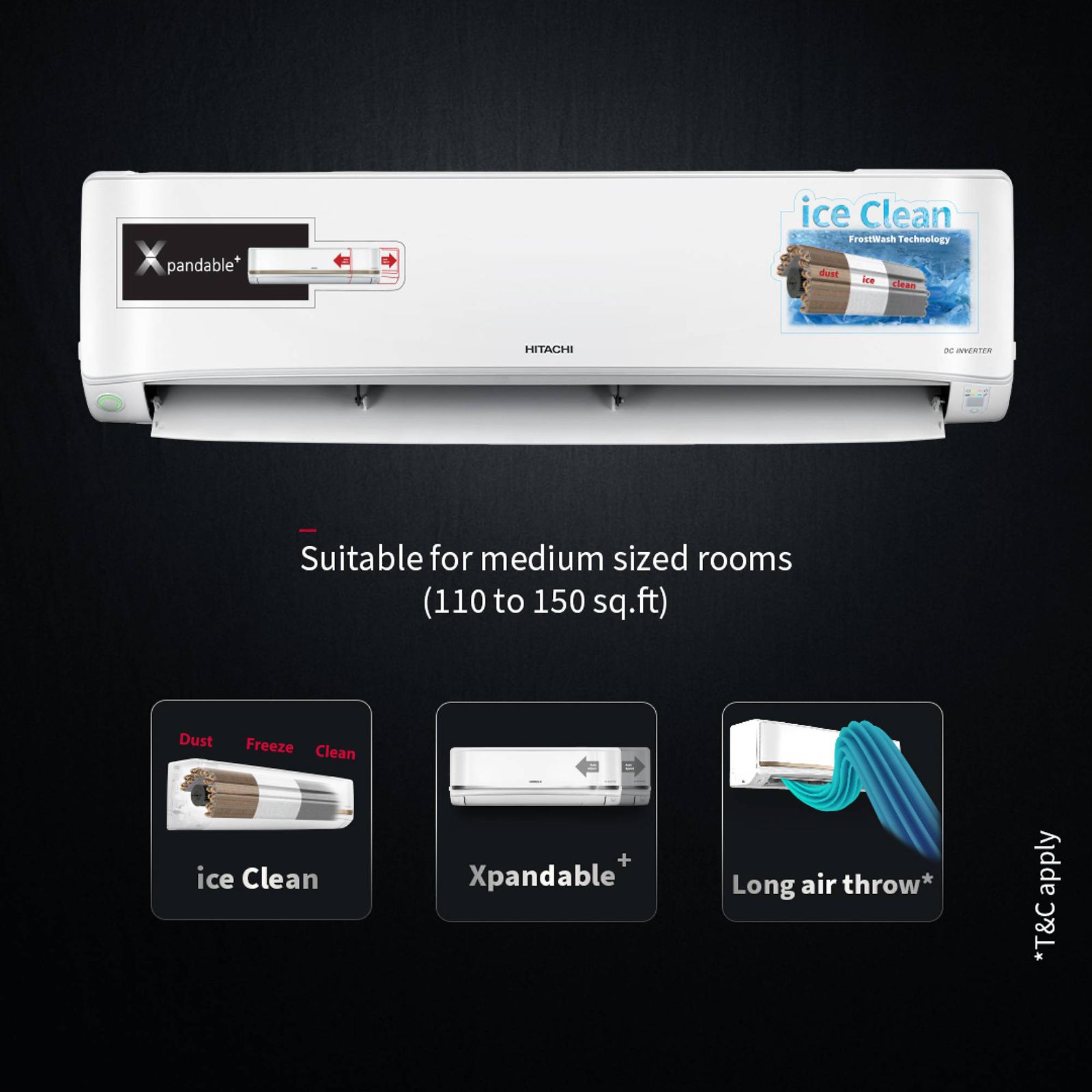 HITACHI iKasu 3400FXL 1.5 Ton 3 Star Inverter Split AC (Copper Condenser, Superfine Mesh Filter, RAS.G318PCBIBF) HITACHI iKasu 3400FXL 1.5 Ton 3 Star Inverter Split AC (Copper Condenser, Superfine Mesh Filter, RAS.G318PCBIBF)_10