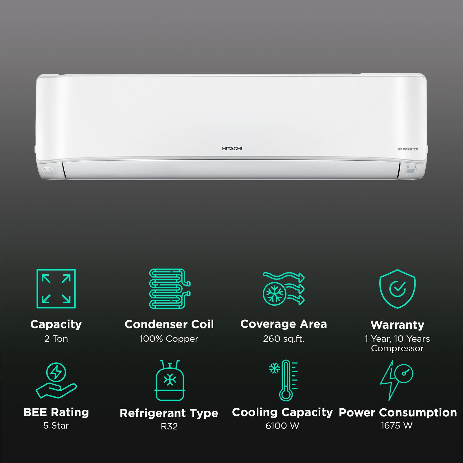 HITACHI iKasu 5400FXL 2 Ton 5 Star Inverter Split AC (Copper Condenser, Superfine Mesh Filter, RAS.G522PCBIBF) HITACHI iKasu 5400FXL 2 Ton 5 Star Inverter Split AC (Copper Condenser, Superfine Mesh Filter, RAS.G522PCBIBF)_2