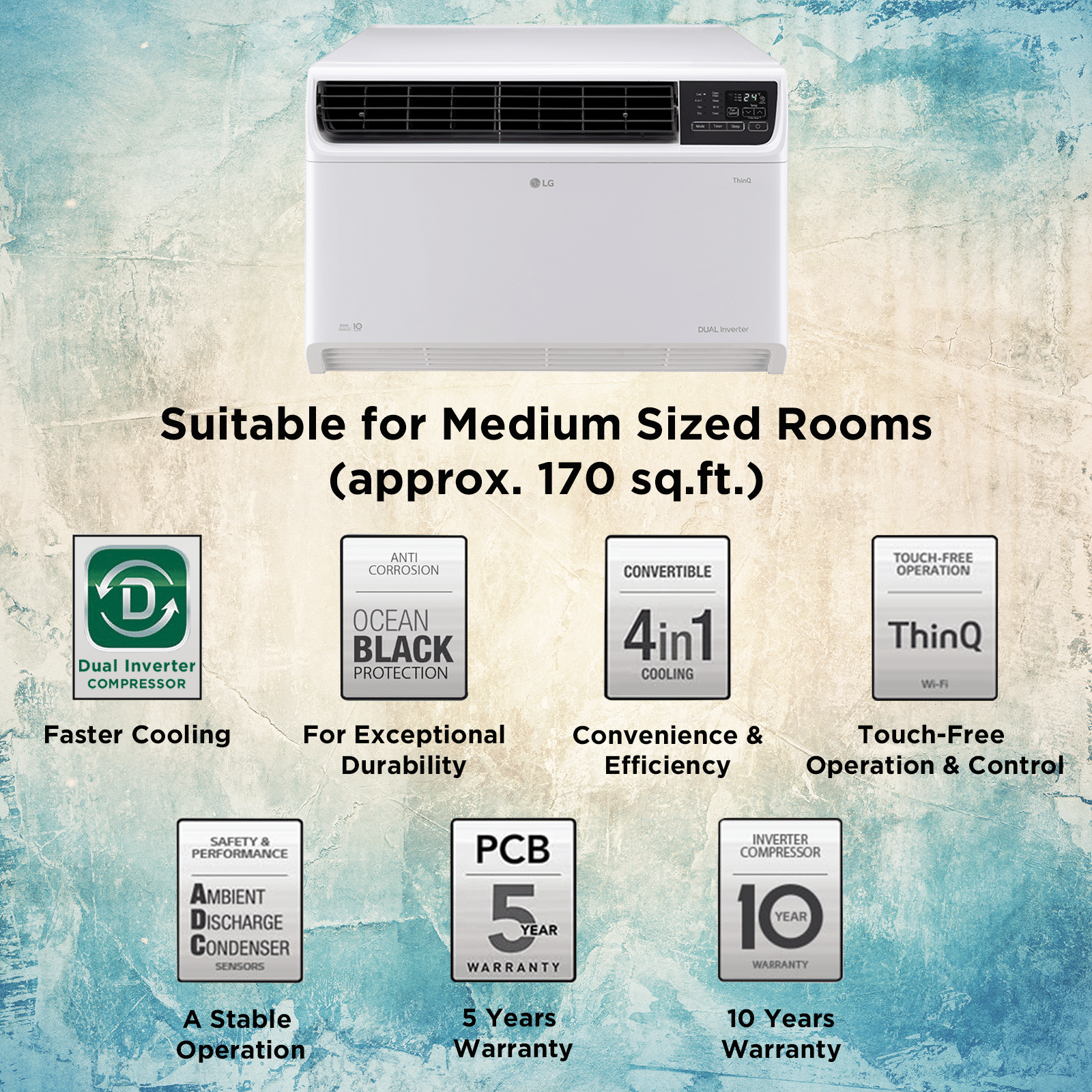 LG TW 4 in 1 Convertible 1.5 Ton 3 Star Dual Inverter Window Smart AC with Wi-Fi Supported (Copper Condenser, TW-Q18WWXA.ASLG) LG TW 4 in 1 Convertible 1.5 Ton 3 Star Dual Inverter Window Smart AC with Wi-Fi Supported (Copper Condenser, TW-Q18WWXA.ASLG)_11