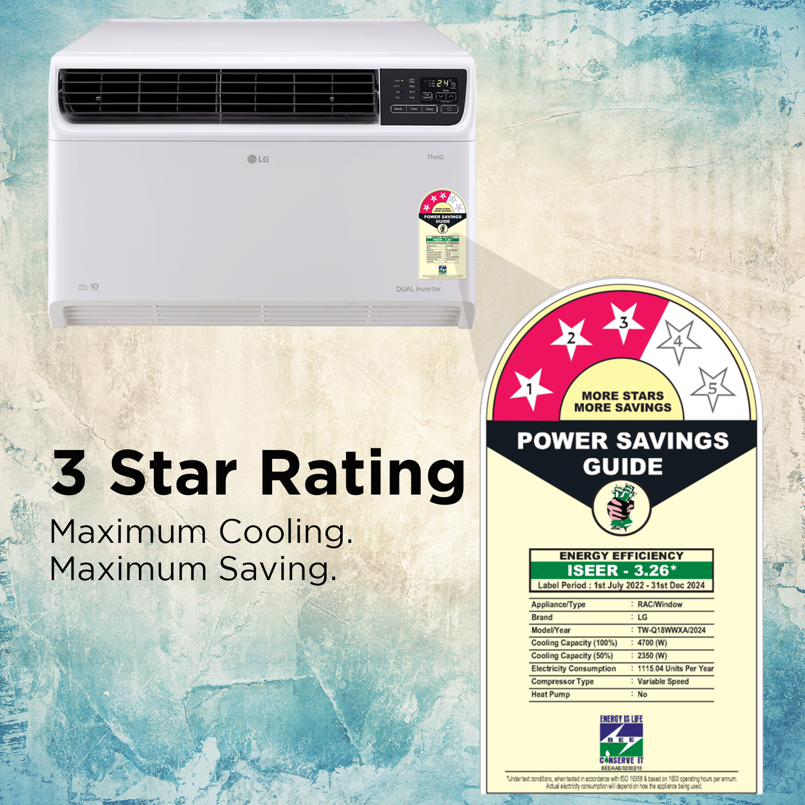 LG TW 4 in 1 Convertible 1.5 Ton 3 Star Dual Inverter Window Smart AC with Wi-Fi Supported (Copper Condenser, TW-Q18WWXA.ASLG) LG TW 4 in 1 Convertible 1.5 Ton 3 Star Dual Inverter Window Smart AC with Wi-Fi Supported (Copper Condenser, TW-Q18WWXA.ASLG)_19