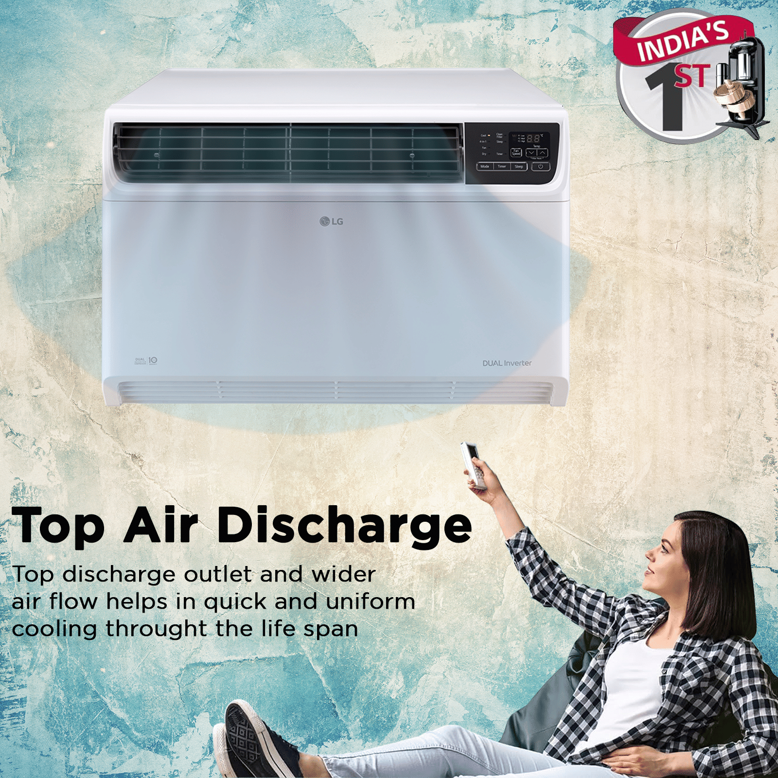 LG TW 4 in 1 Convertible 1.5 Ton 5 Star Dual Inverter Window AC with Dust Filter (Copper Condenser, TW-Q18WUZA.ASLG)_14