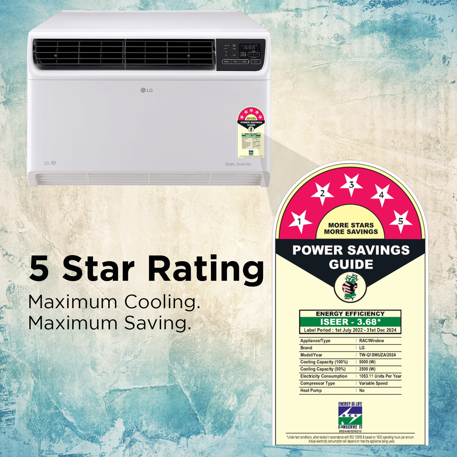 LG TW 4 in 1 Convertible 1.5 Ton 5 Star Dual Inverter Window AC with Dust Filter (Copper Condenser, TW-Q18WUZA.ASLG)_18