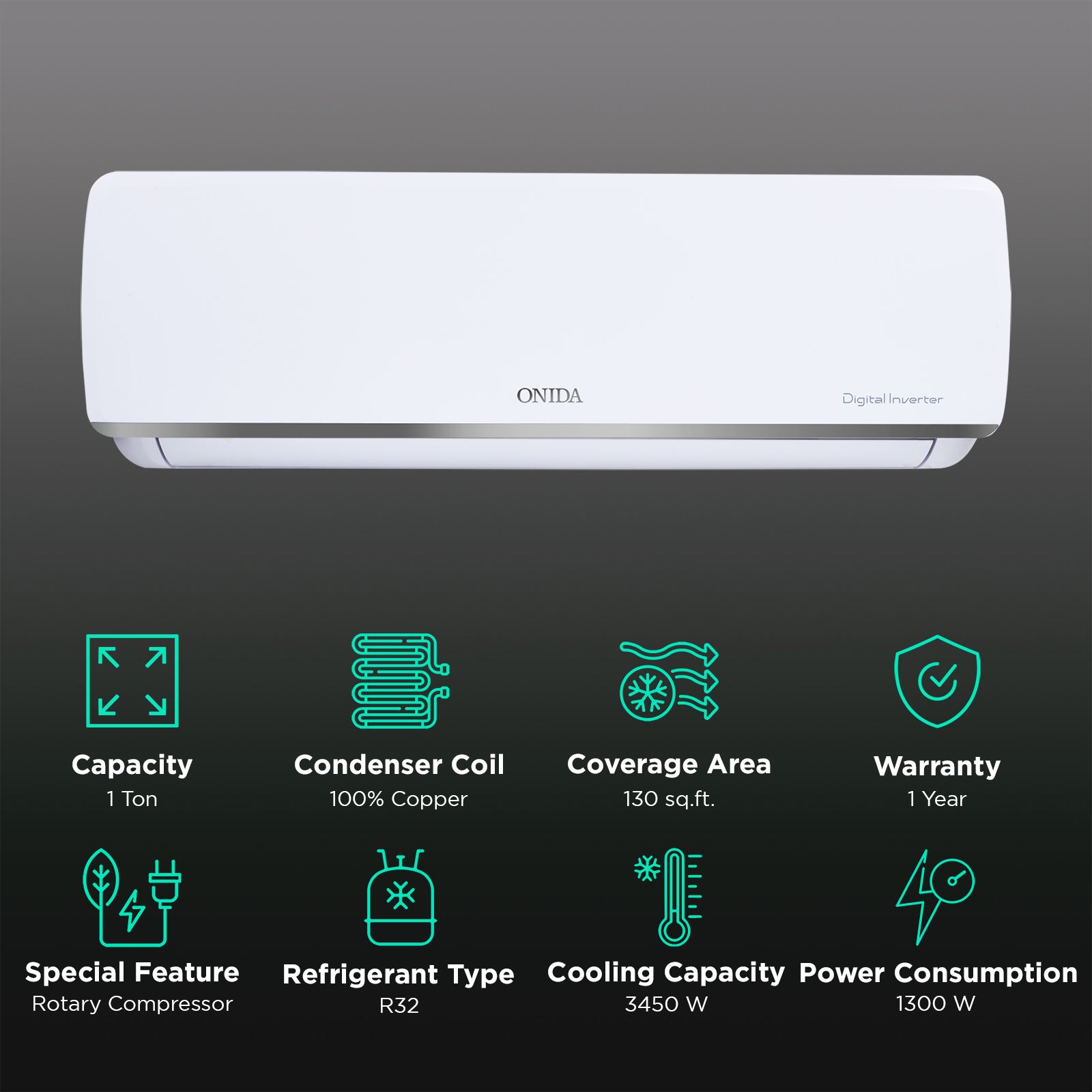 ONIDA Majestic 1 Ton 3 Star Inverter Split AC ( Copper Condenser, Neem Aurvedic Filter, IR123MJS)_2