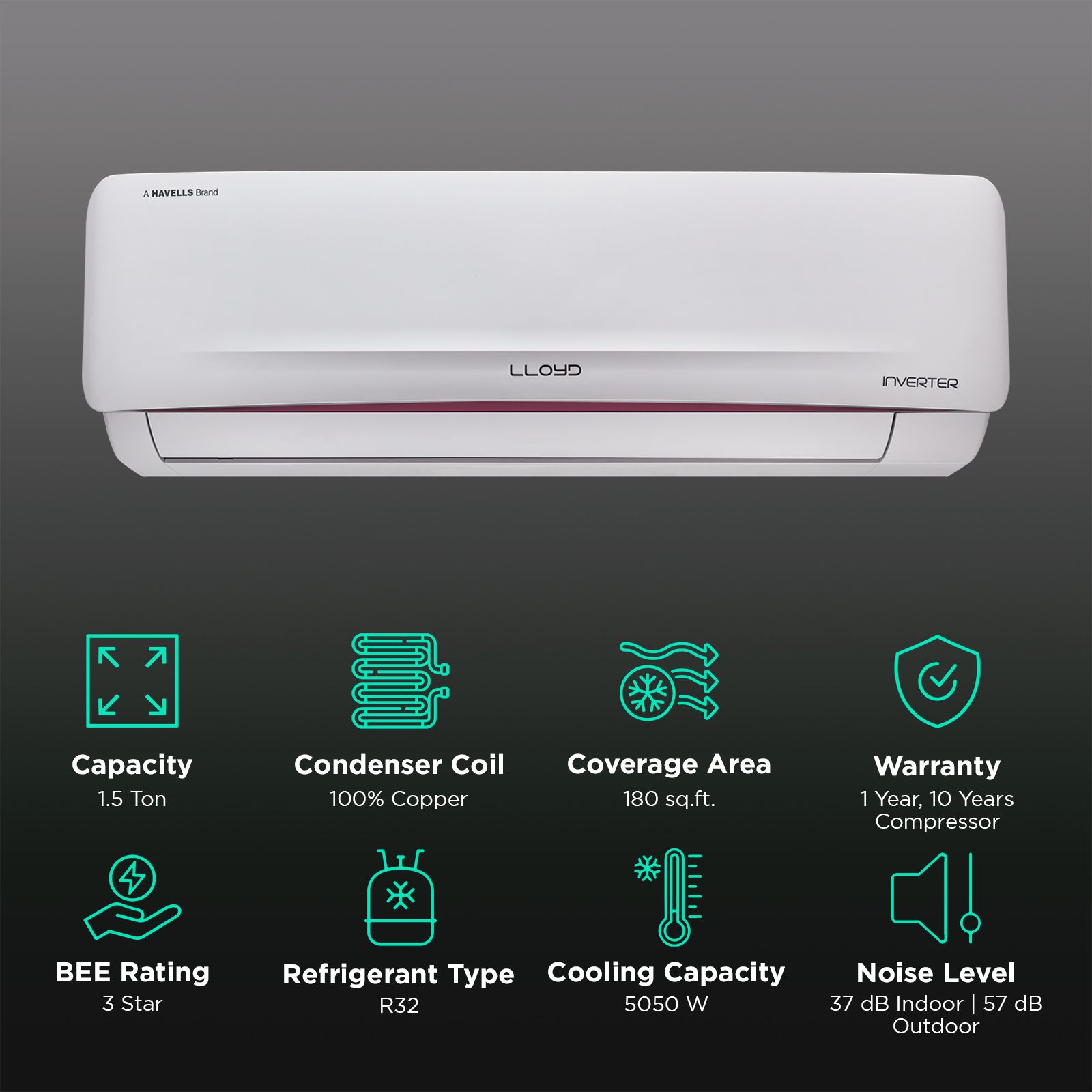 LLOYD Arctic 5 in 1 Convertible 1.5 Ton 3 Star Hot and Cold Inverter Split AC with Anti Viral Dust Filter (Copper Condenser, GLS18H3FWRHP)_2