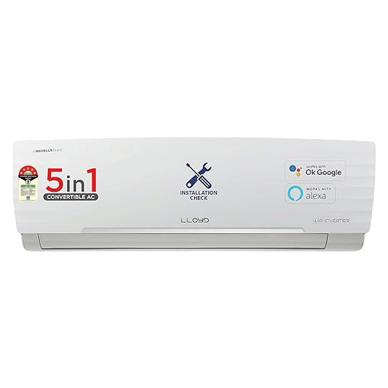 LLOYD 5 in 1 Convertible 1.5 Ton 5 Star Inverter Split Smart AC with Wi-Fi Supported (Copper Condenser, GLS18V5FWCXV) LLOYD 5 in 1 Convertible 1.5 Ton 5 Star Inverter Split Smart AC with Wi-Fi Supported (Copper Condenser, GLS18V5FWCXV)_1