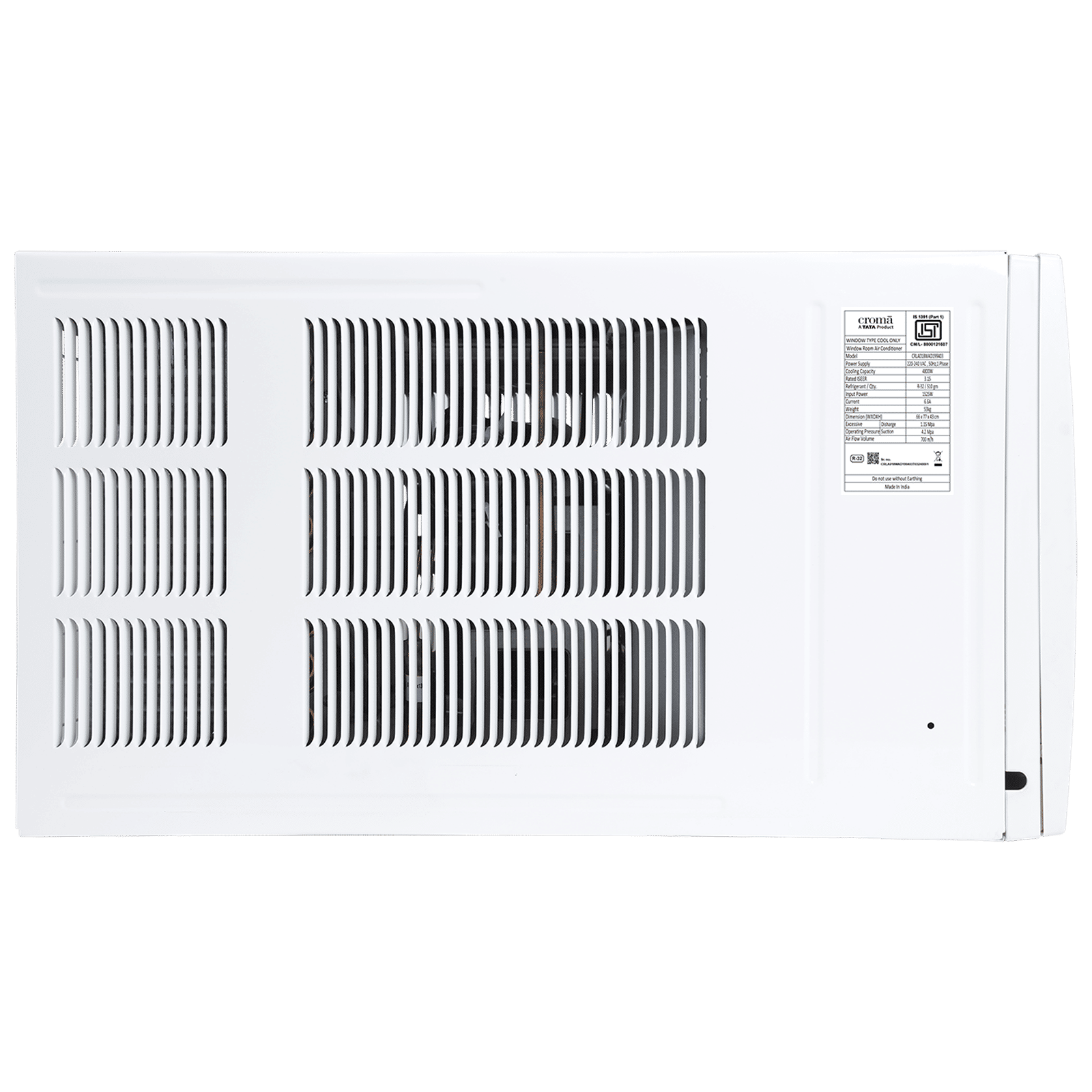Croma 1.5 Ton 3 Star Fixed Speed Window AC (Copper Condenser, Dust Filter, CRLA018WAD199403) Croma 1.5 Ton 3 Star Fixed Speed Window AC (Copper Condenser, Dust Filter, CRLA018WAD199403)_10