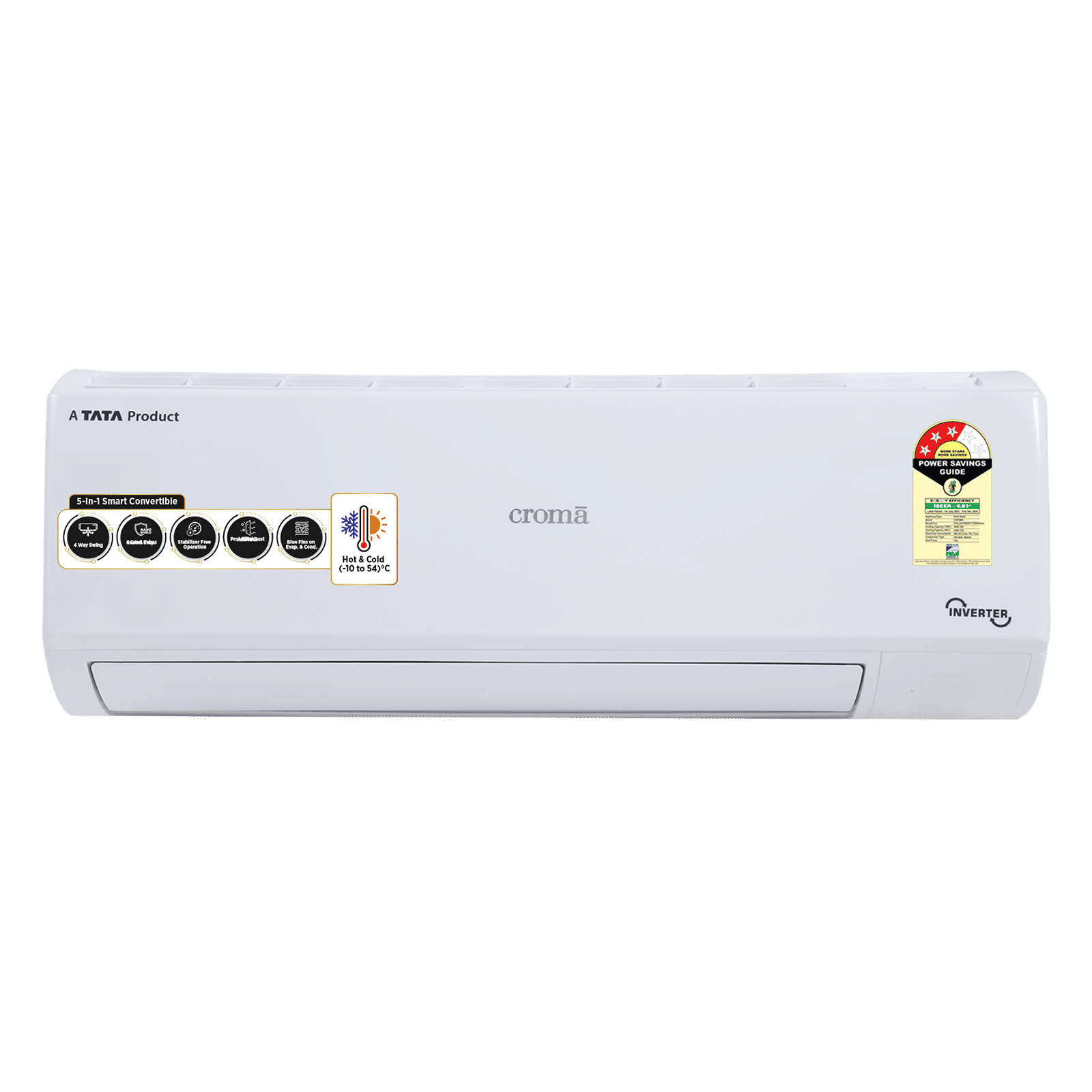 Croma 5 in 1 Convertible 1.5 Ton 3 Star Hot & Cold Split AC with PM 2.5 Filter (Copper Condenser, CRLAH18IND170266) Croma 5 in 1 Convertible 1.5 Ton 3 Star Hot & Cold Split AC with PM 2.5 Filter (Copper Condenser, CRLAH18IND170266)_1