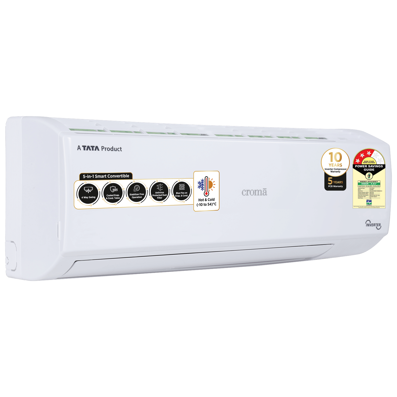 Croma 5 in 1 Convertible 1.5 Ton 3 Star Hot & Cold Split AC with PM 2.5 Filter (Copper Condenser, CRLAH18IND170266) Croma 5 in 1 Convertible 1.5 Ton 3 Star Hot & Cold Split AC with PM 2.5 Filter (Copper Condenser, CRLAH18IND170266)_11