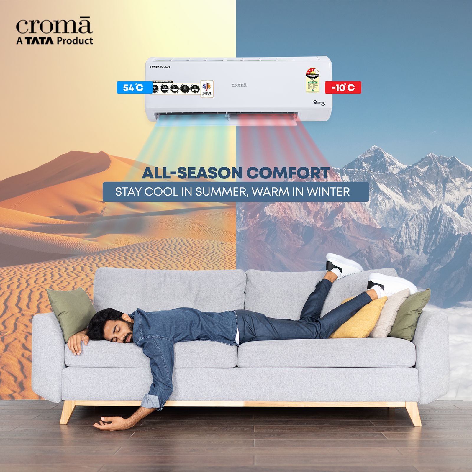 Croma 5 in 1 Convertible 1.5 Ton 3 Star Hot & Cold Split AC with PM 2.5 Filter (Copper Condenser, CRLAH18IND170266) Croma 5 in 1 Convertible 1.5 Ton 3 Star Hot & Cold Split AC with PM 2.5 Filter (Copper Condenser, CRLAH18IND170266)_16