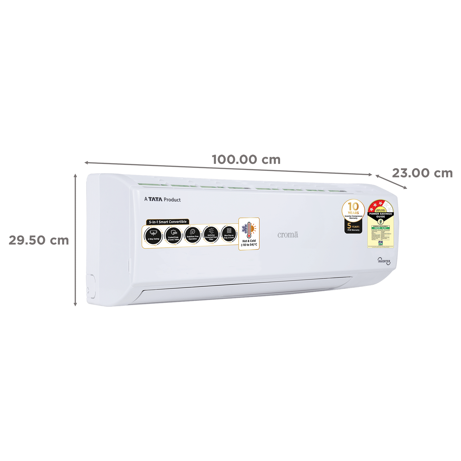 Croma 5 in 1 Convertible 1.5 Ton 3 Star Hot & Cold Split AC with PM 2.5 Filter (Copper Condenser, CRLAH18IND170266) Croma 5 in 1 Convertible 1.5 Ton 3 Star Hot & Cold Split AC with PM 2.5 Filter (Copper Condenser, CRLAH18IND170266)_3