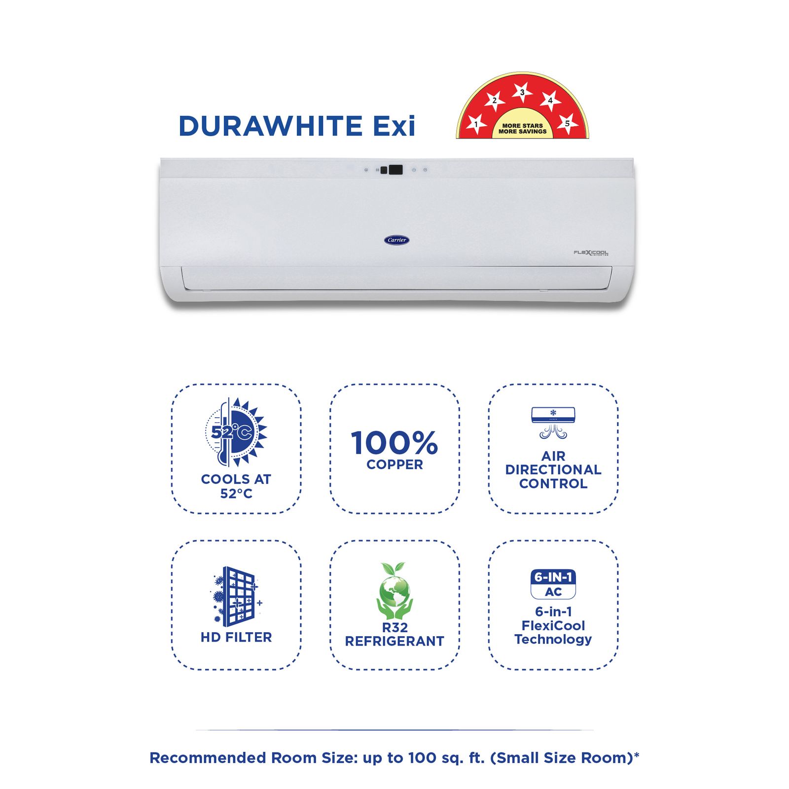 Carrier Durawhite Exi 6 in 1 Convertible 1 Ton 5 Star Inverter Split AC with Auto Cleanser (Copper Condenser, CAI12DH5R34F0) Carrier Durawhite Exi 6 in 1 Convertible 1 Ton 5 Star Inverter Split AC with Auto Cleanser (Copper Condenser, CAI12DH5R34F0)_10