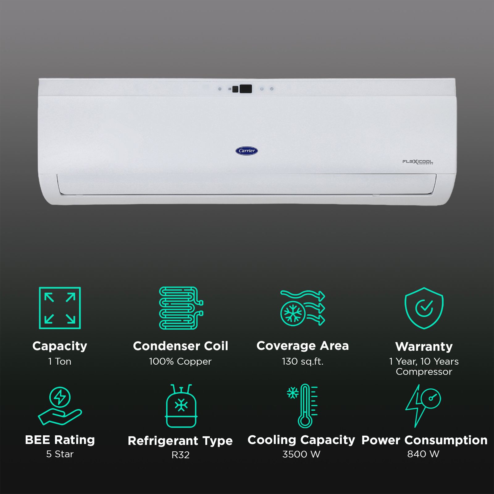 Carrier Durawhite Exi 6 in 1 Convertible 1 Ton 5 Star Inverter Split AC with Auto Cleanser (Copper Condenser, CAI12DH5R34F0) Carrier Durawhite Exi 6 in 1 Convertible 1 Ton 5 Star Inverter Split AC with Auto Cleanser (Copper Condenser, CAI12DH5R34F0)_2