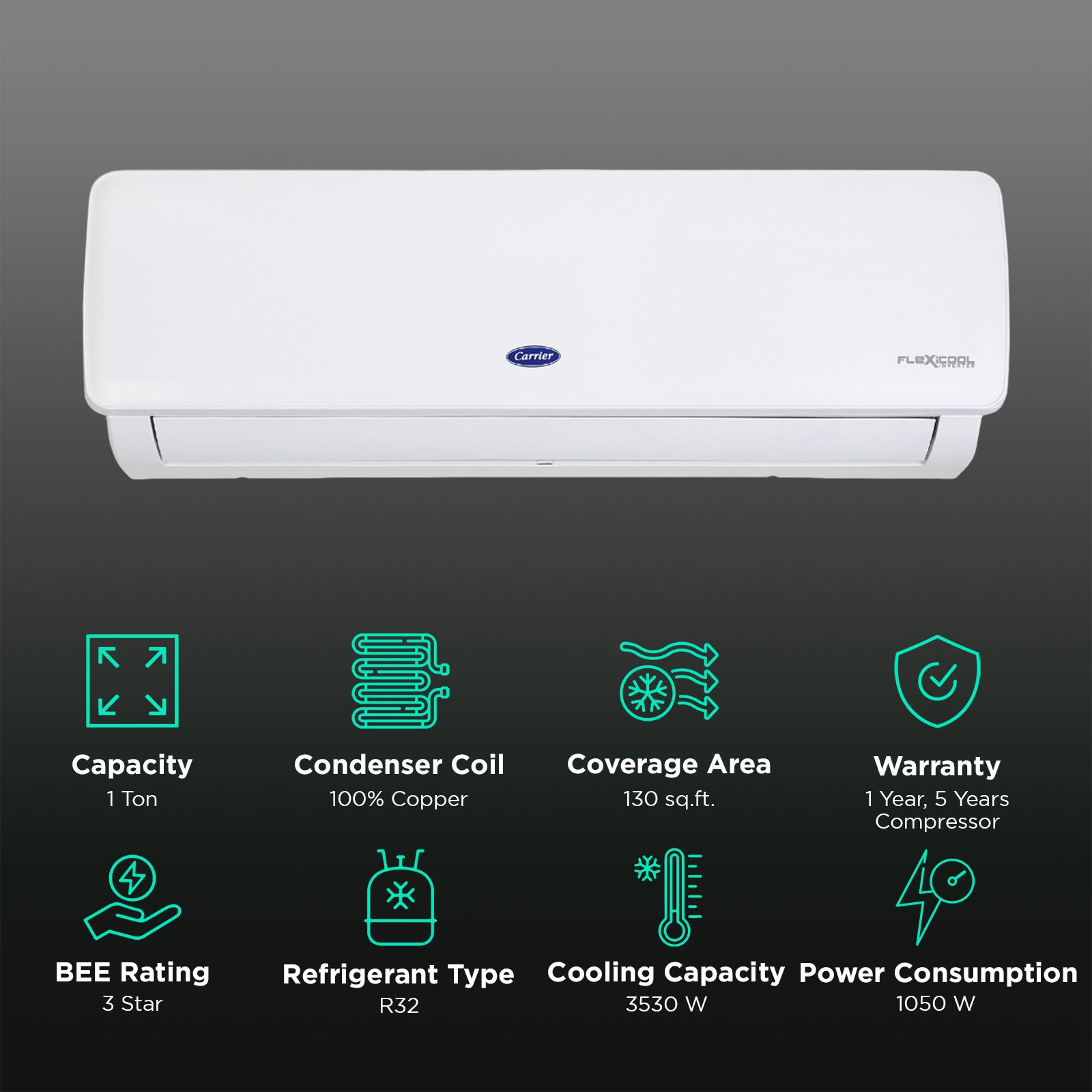 Carrier Durawhite Pro+ Exi 6 in 1 Convertible 1 Ton 3 Star Inverter Split AC with Auto Cleanser (Copper Condenser, CAI12DR3R33F0) Carrier Durawhite Pro+ Exi 6 in 1 Convertible 1 Ton 3 Star Inverter Split AC with Auto Cleanser (Copper Condenser, CAI12DR3R33F0)_2