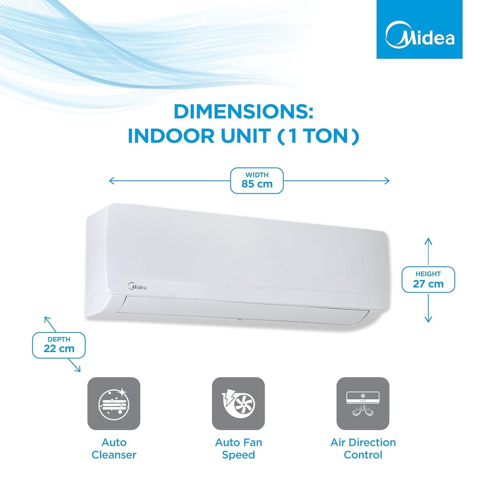 Midea Santis Pro Plus Deluxe 4 in 1 Convertible 1 Ton 3 Star Inverter Split AC with Auto Cleanser (Copper Condenser, MAI12SP3R33F0) Midea Santis Pro Plus Deluxe 4 in 1 Convertible 1 Ton 3 Star Inverter Split AC with Auto Cleanser (Copper Condenser, MAI12SP3R33F0)_11