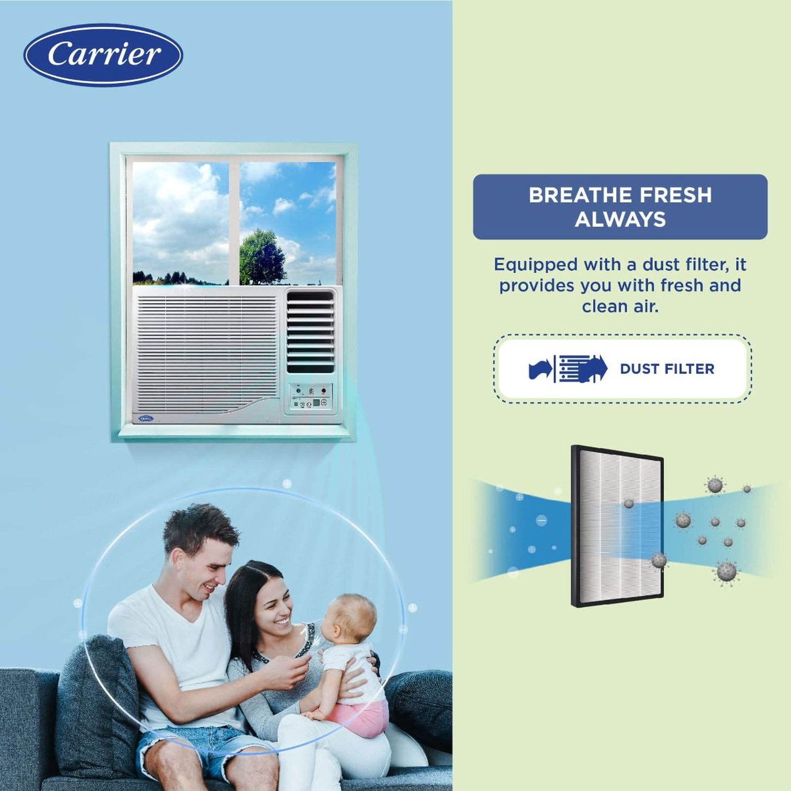 Carrier Estrella Ex 1 Ton 3 Star Fixed Speed Window AC (Copper Condenser, Dust Filter, CAW12EC3R34F0)_11