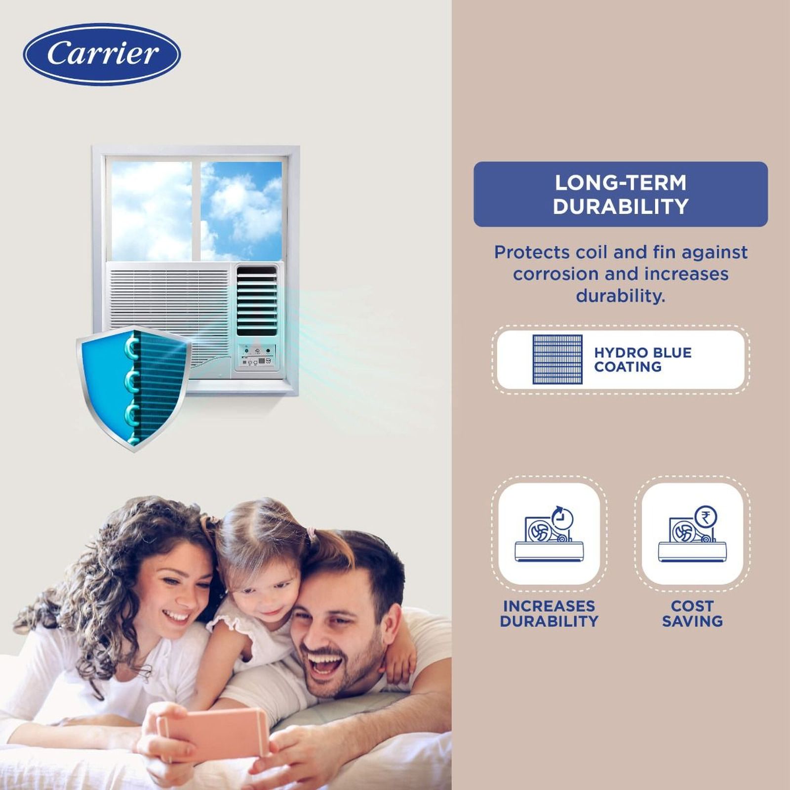 Carrier Estrella Ex 1 Ton 3 Star Fixed Speed Window AC (Copper Condenser, Dust Filter, CAW12EC3R34F0)_16