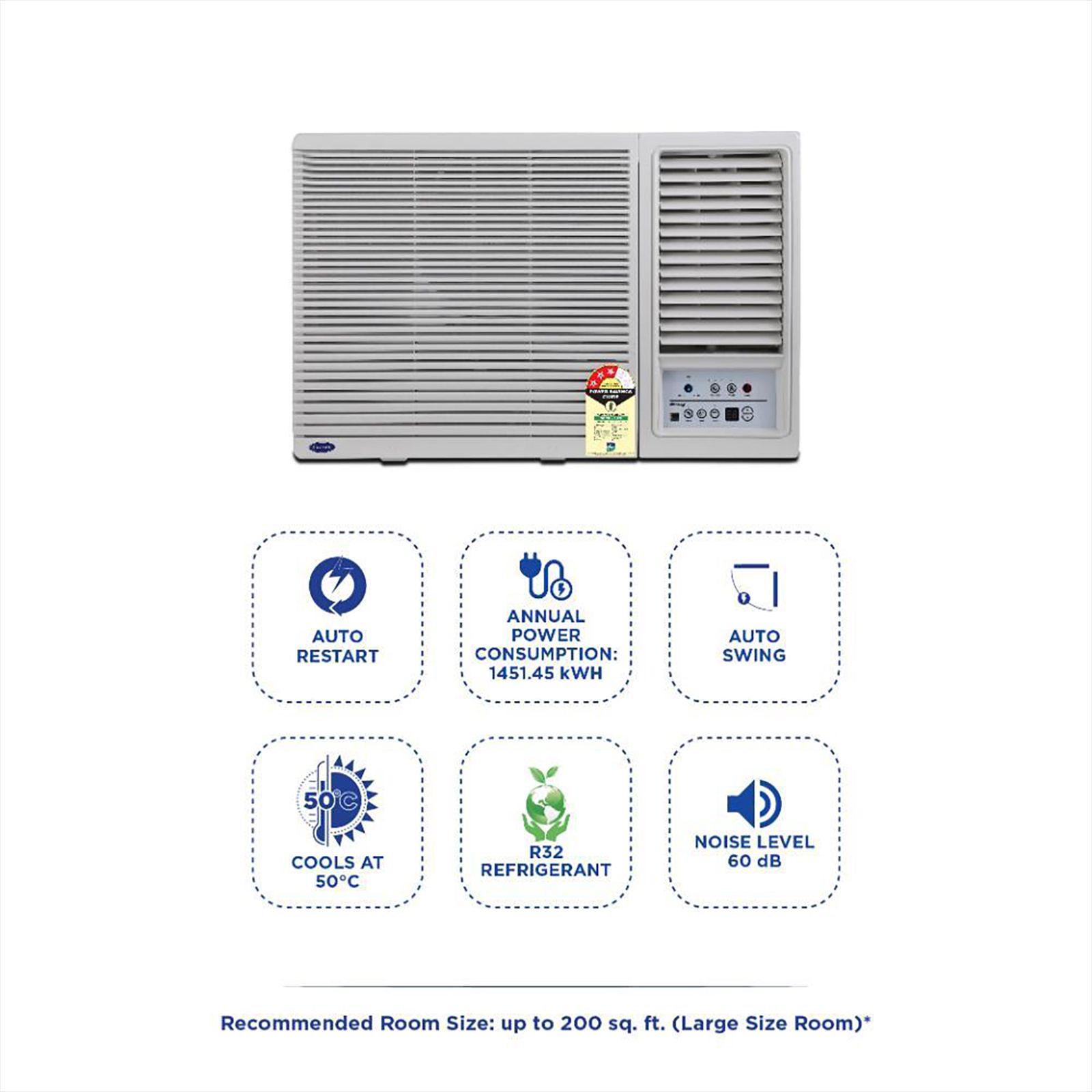 Carrier Estrella Ex 2 Ton 3 Star Fixed Speed Window AC (Copper Condenser, Dust Filter, CAW24EC3R32F0) Carrier Estrella Ex 2 Ton 3 Star Fixed Speed Window AC (Copper Condenser, Dust Filter, CAW24EC3R32F0)_12