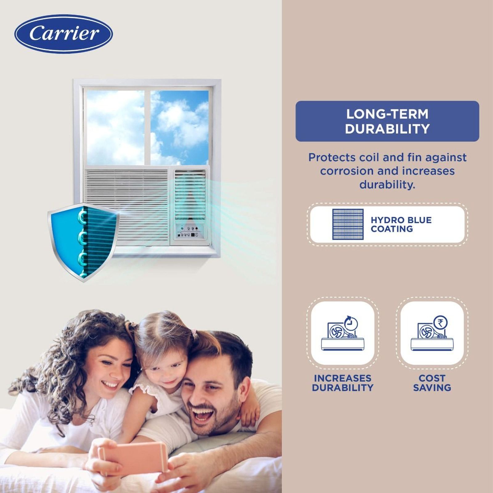 Carrier Estrella Ex 2 Ton 3 Star Fixed Speed Window AC (Copper Condenser, Dust Filter, CAW24EC3R32F0) Carrier Estrella Ex 2 Ton 3 Star Fixed Speed Window AC (Copper Condenser, Dust Filter, CAW24EC3R32F0)_17