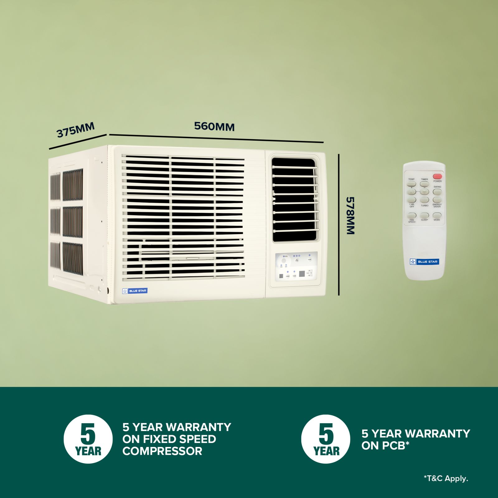 Blue Star L Series 1 Ton 3 Star Fixed Speed Window AC (Copper Condenser, Dust Filter, WFD312L)_10