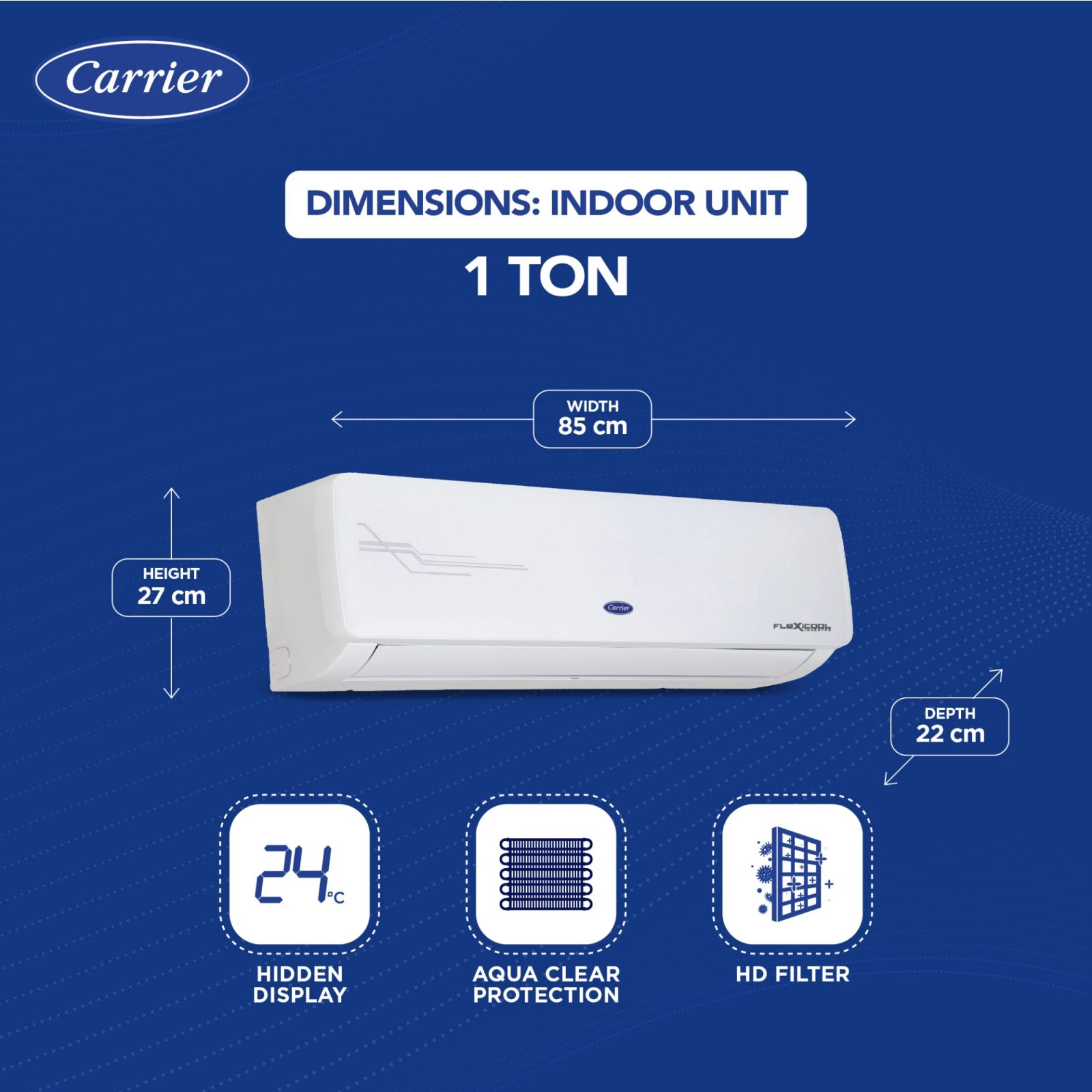 Carrier Ester Neo Plus Exi 6 in 1 Convertible 1 Ton 3 Star Inverter Split AC with Auto Cleanser (Copper Condenser, CAI12ER3R34F0) Carrier Ester Neo Plus Exi 6 in 1 Convertible 1 Ton 3 Star Inverter Split AC with Auto Cleanser (Copper Condenser, CAI12ER3R34F0)_8