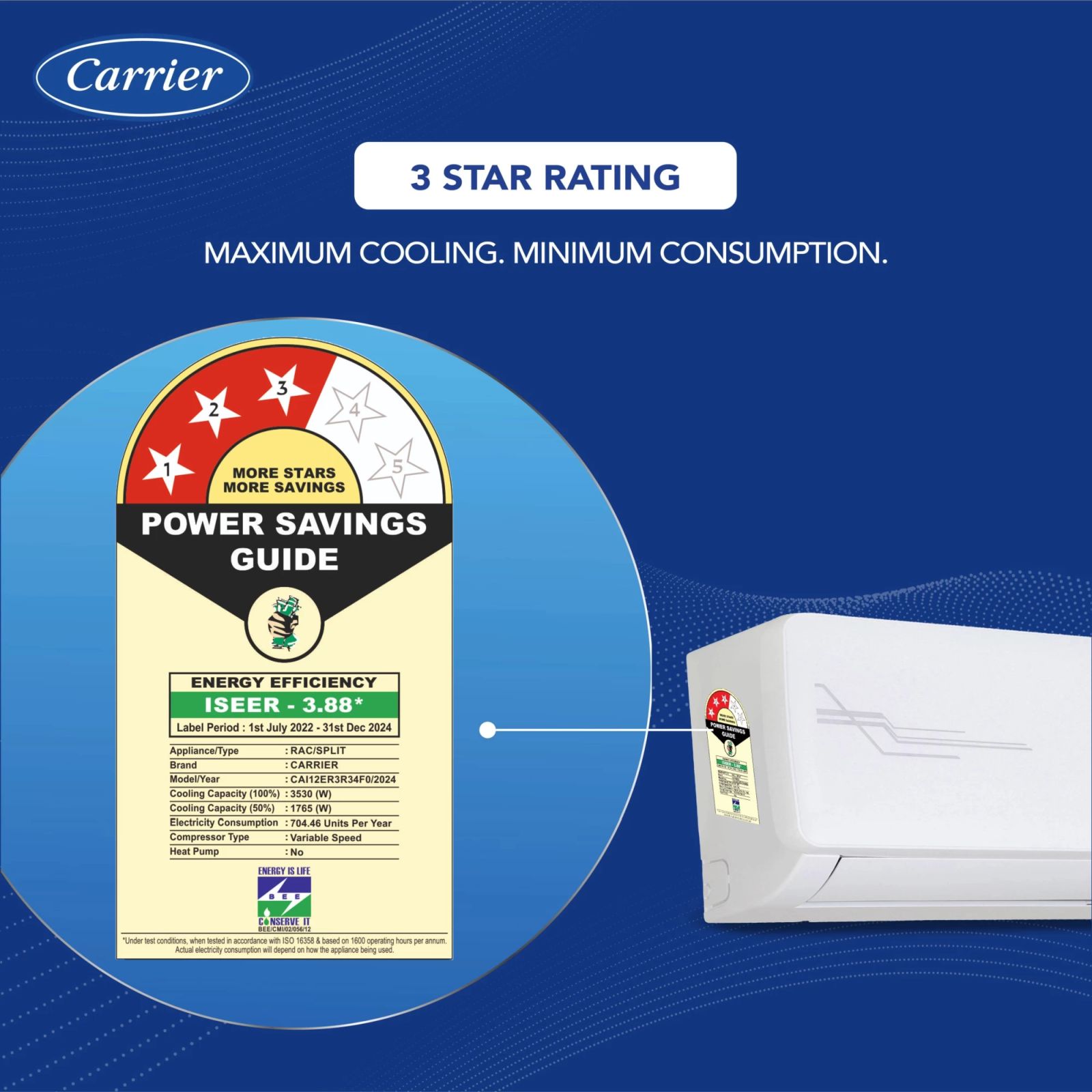 Carrier Ester Neo Plus Exi 6 in 1 Convertible 1 Ton 3 Star Inverter Split AC with Auto Cleanser (Copper Condenser, CAI12ER3R34F0) Carrier Ester Neo Plus Exi 6 in 1 Convertible 1 Ton 3 Star Inverter Split AC with Auto Cleanser (Copper Condenser, CAI12ER3R34F0)_12