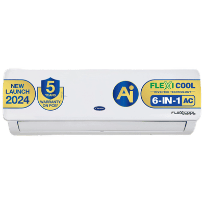 Carrier Ester Neo Plus Exi 6 in 1 Convertible
                      1.5 Ton 3 Star Inverter Split AC with Auto
                      Cleanser (Copper Condenser, CAI18ER3R34F0)