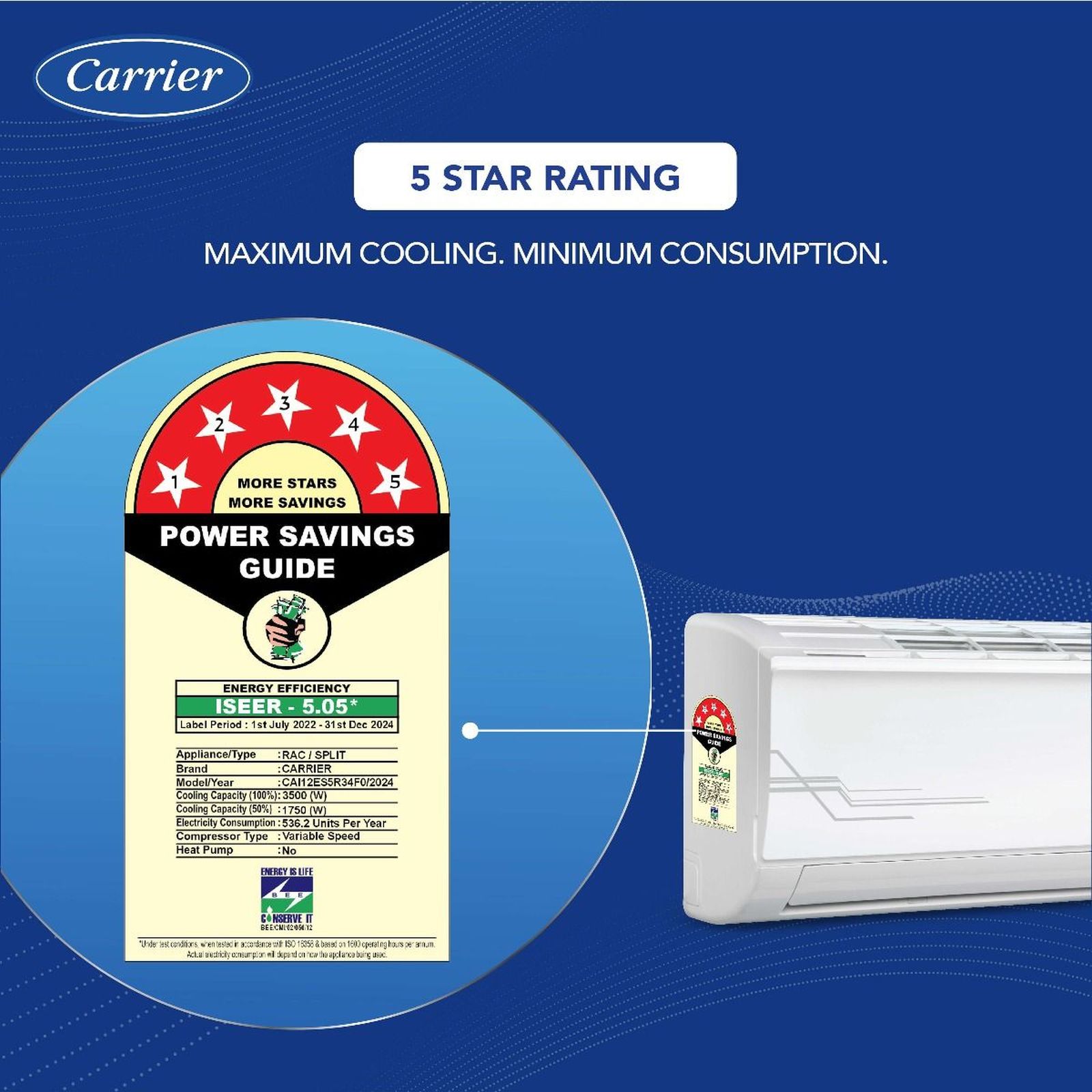 Carrier Ester Neo Exi 6 in 1 Convertible 1 Ton 5 Star Inverter Split AC with Auto Cleanser (Copper Condenser, CAI12ES5R34F0)_7