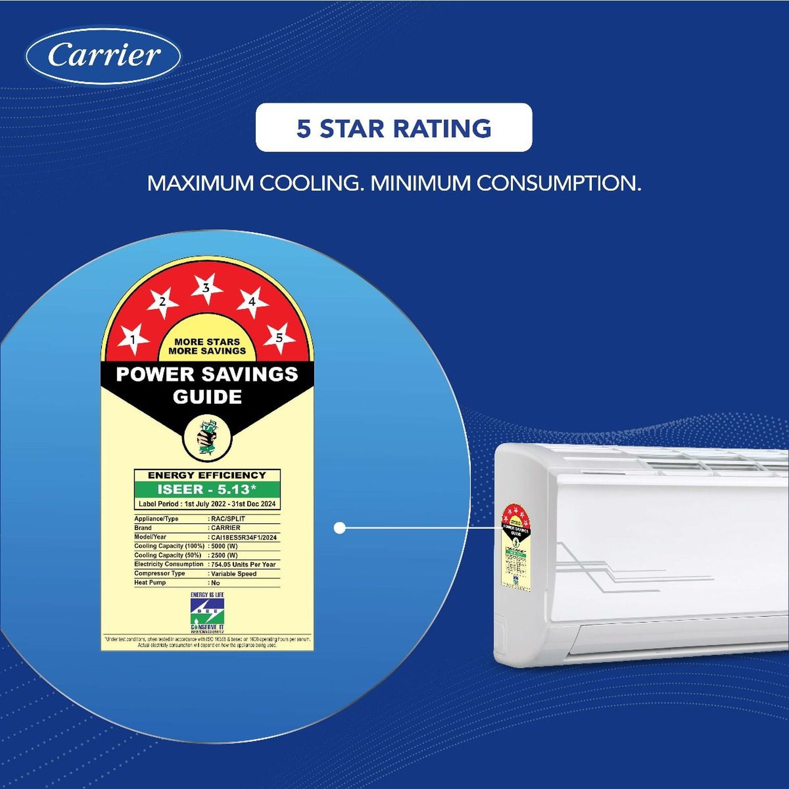 Carrier Ester Pro Exi 6 in 1 Convertible 1.5 Ton 5 Star Inverter Split AC with Auto Cleanser (Copper Condenser, CAI18ES5R34F1) Carrier Ester Pro Exi 6 in 1 Convertible 1.5 Ton 5 Star Inverter Split AC with Auto Cleanser (Copper Condenser, CAI18ES5R34F1)_15