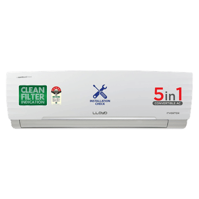LLOYD 5 in 1 Convertible 1 Ton 5 Star Inverter Split AC with PM 2.5 Filter (Copper Condenser, GLS12I5FWBEV)