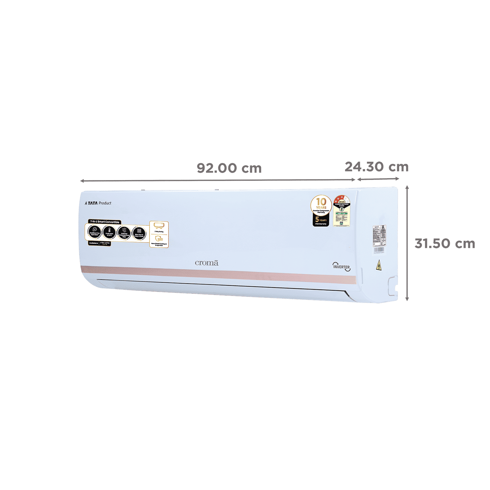 Croma 7 in 1 Convertible 1.5 Ton 3 Star Inverter Split AC with Temperature Sensor (2025 Model, Copper Condenser, CRLA018IND283265)_4