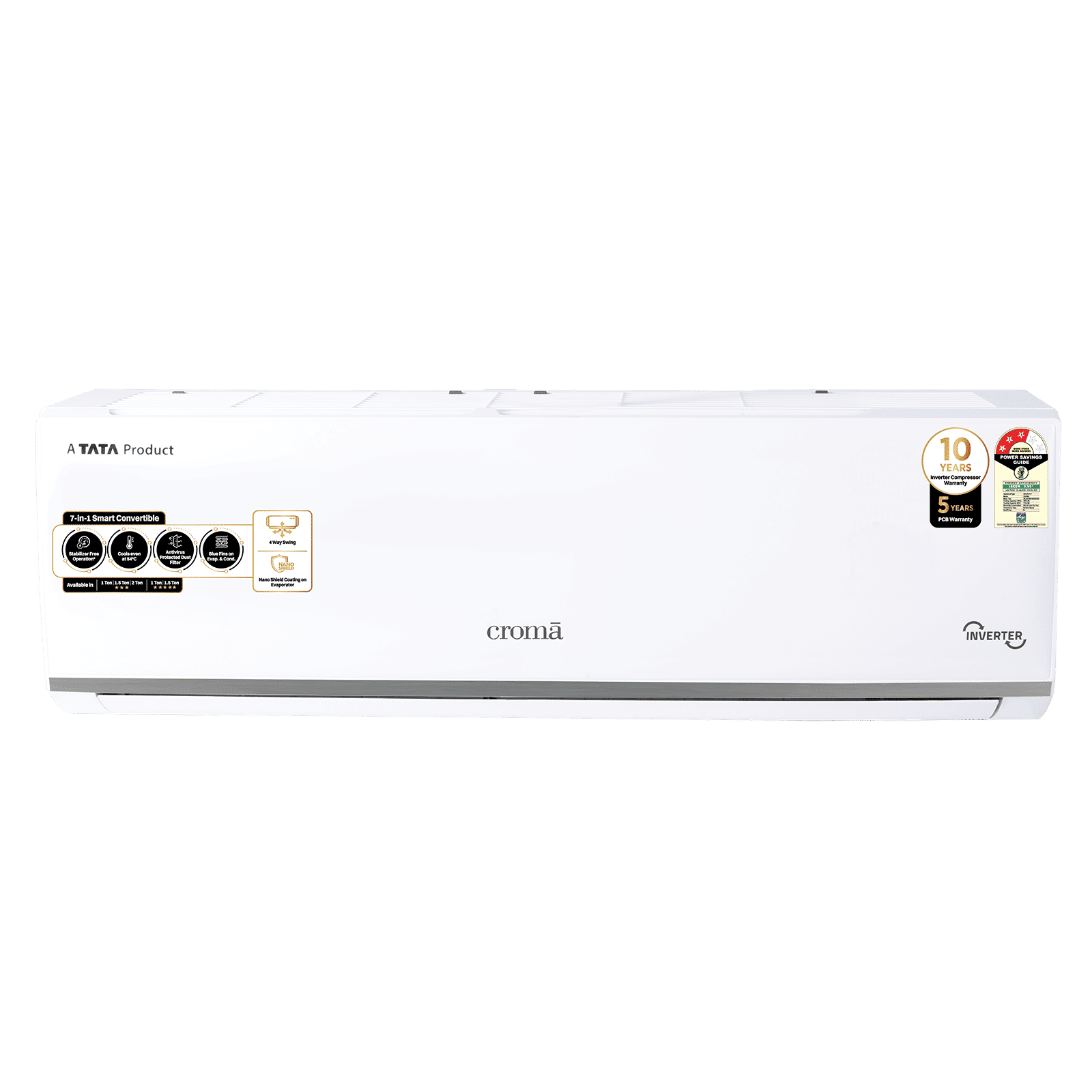 Croma 7 in 1 Convertible 1 Ton 3 Star Inverter Split AC with Temperature Sensor (2025 Model, Copper Condenser, CRLA012IND283266) Croma 7 in 1 Convertible 1 Ton 3 Star Inverter Split AC with Temperature Sensor (2025 Model, Copper Condenser, CRLA012IND283266)_1